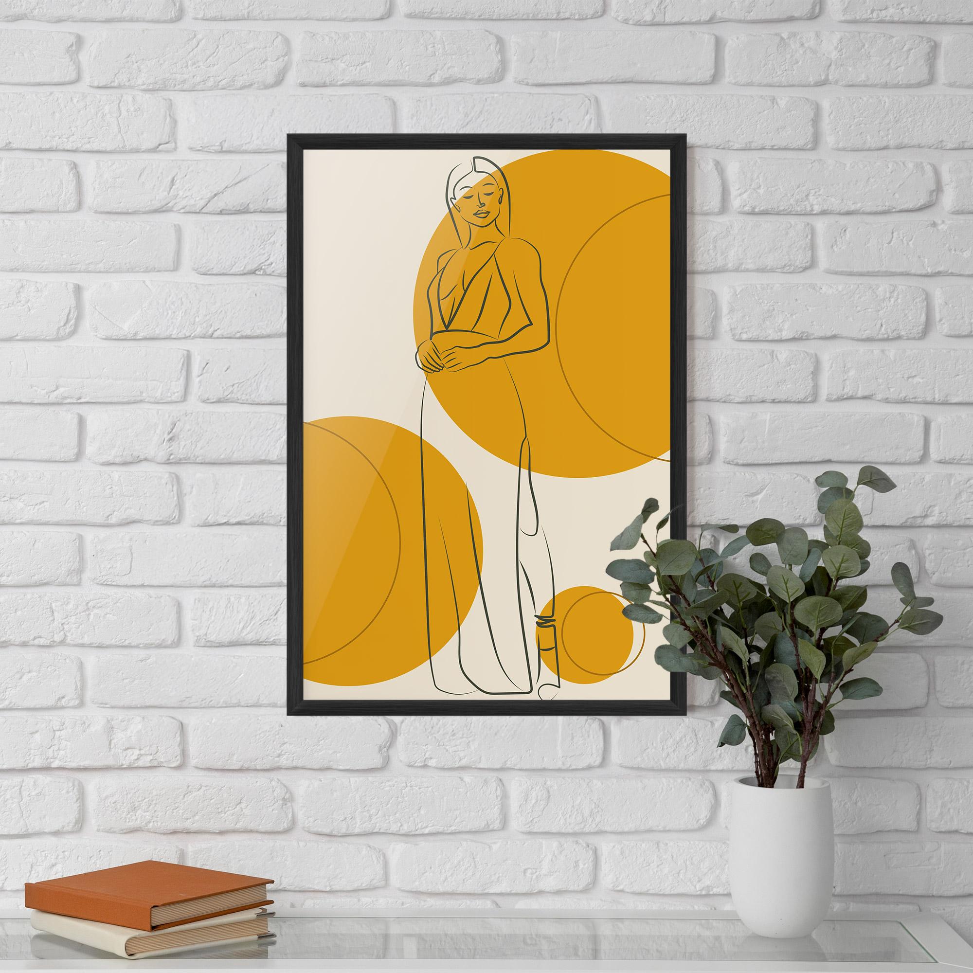 Poster Înrămat Yellow Circle Lady mockup 5