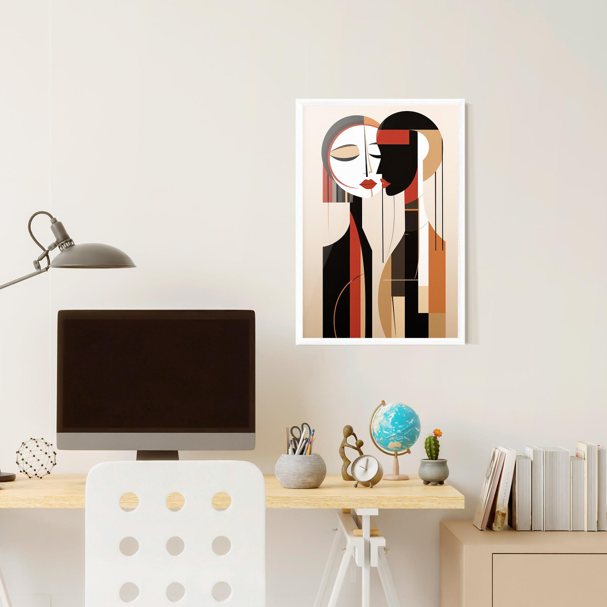 Poster Înrămat Abstract Couple Kissing mockup 6