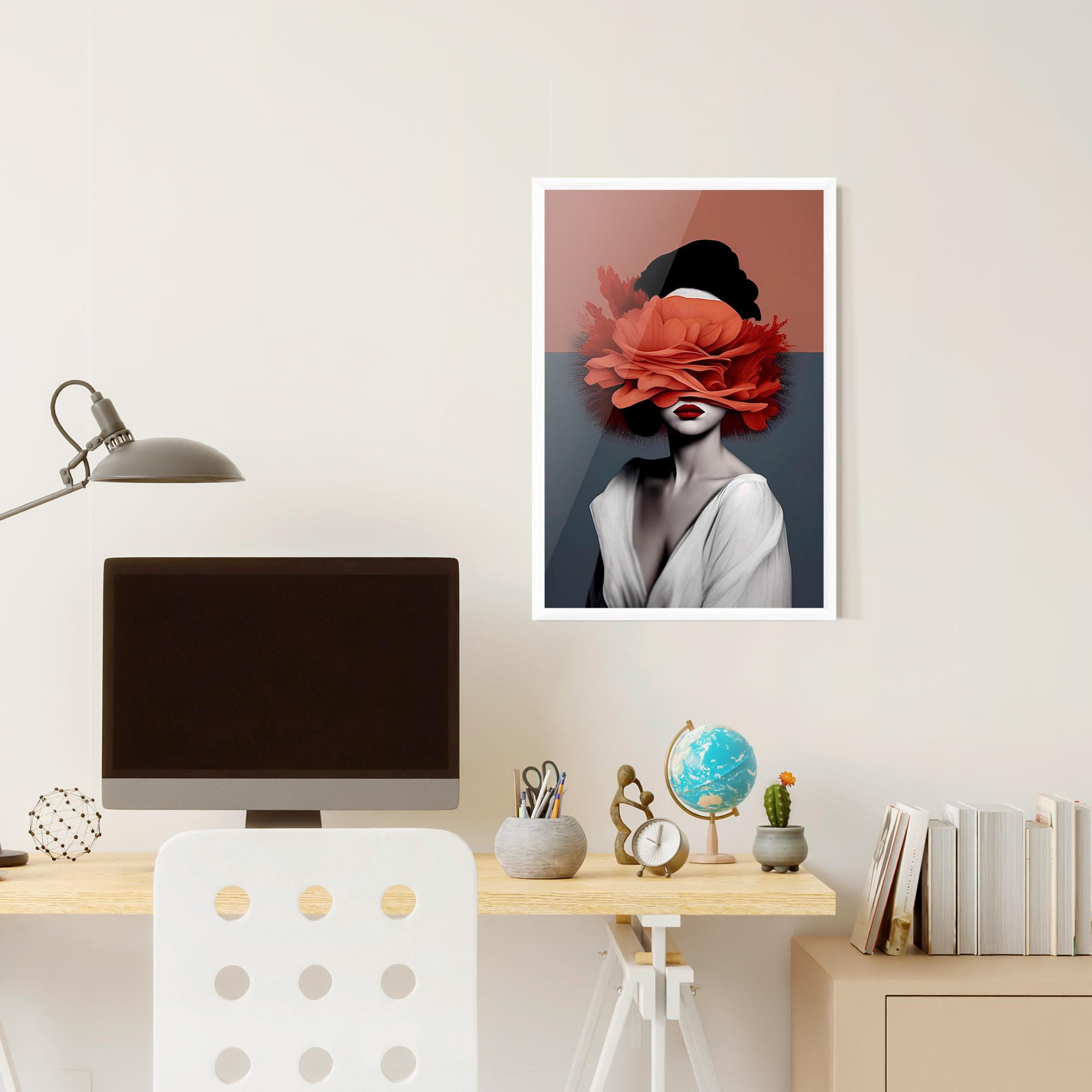 Poster Înrămat Red Flower Woman mockup 6