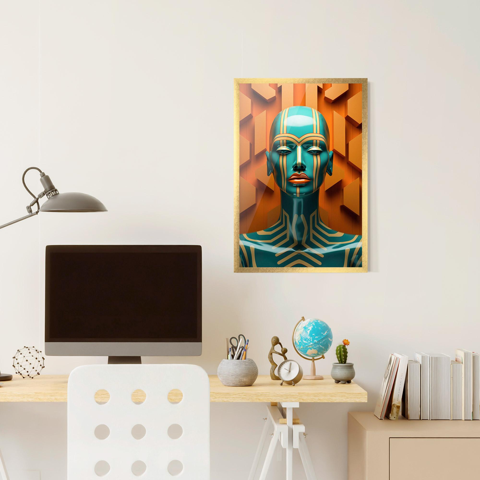 Poster Înrămat Abstract Blue Woman mockup 6