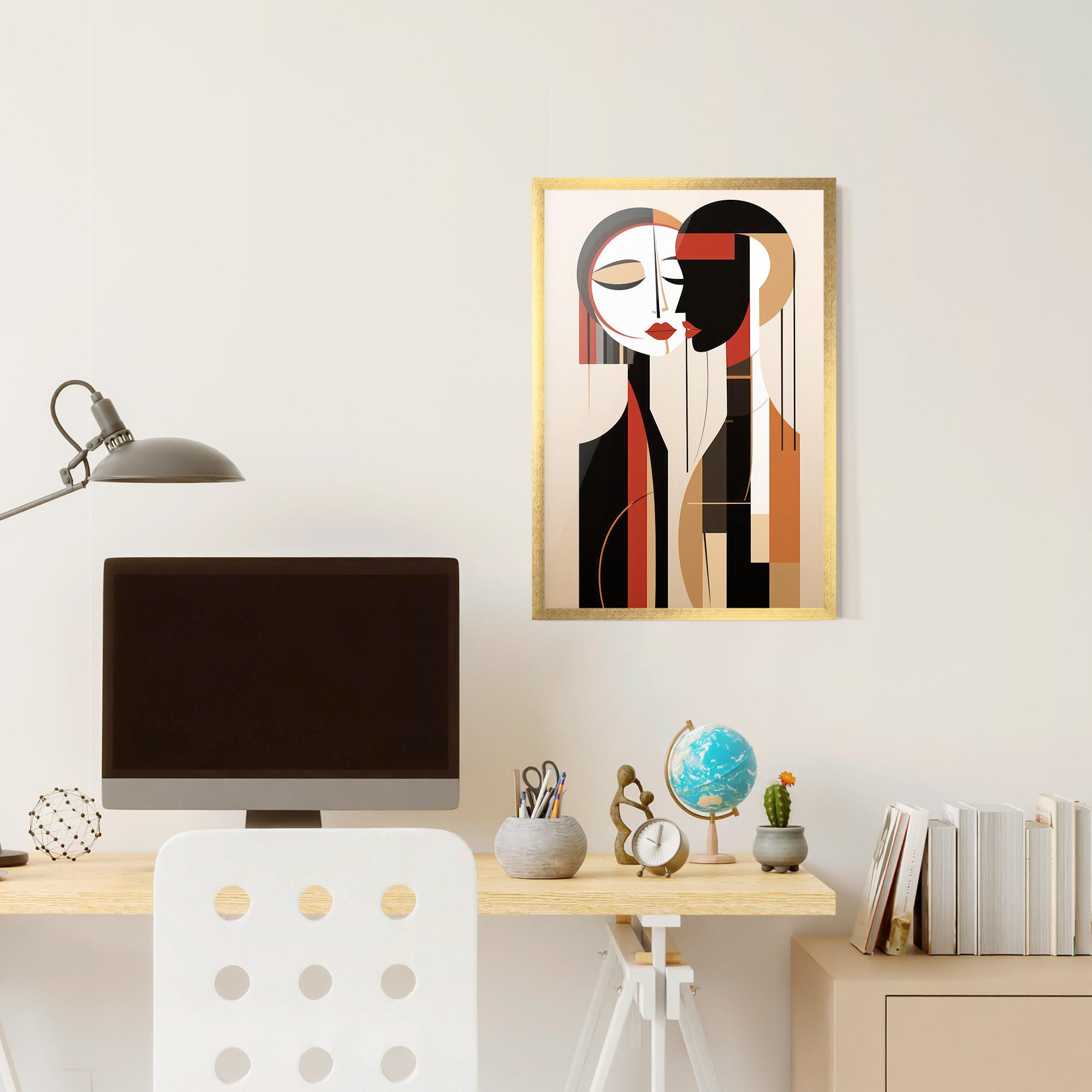 Poster Înrămat Abstract Couple Kissing mockup 6