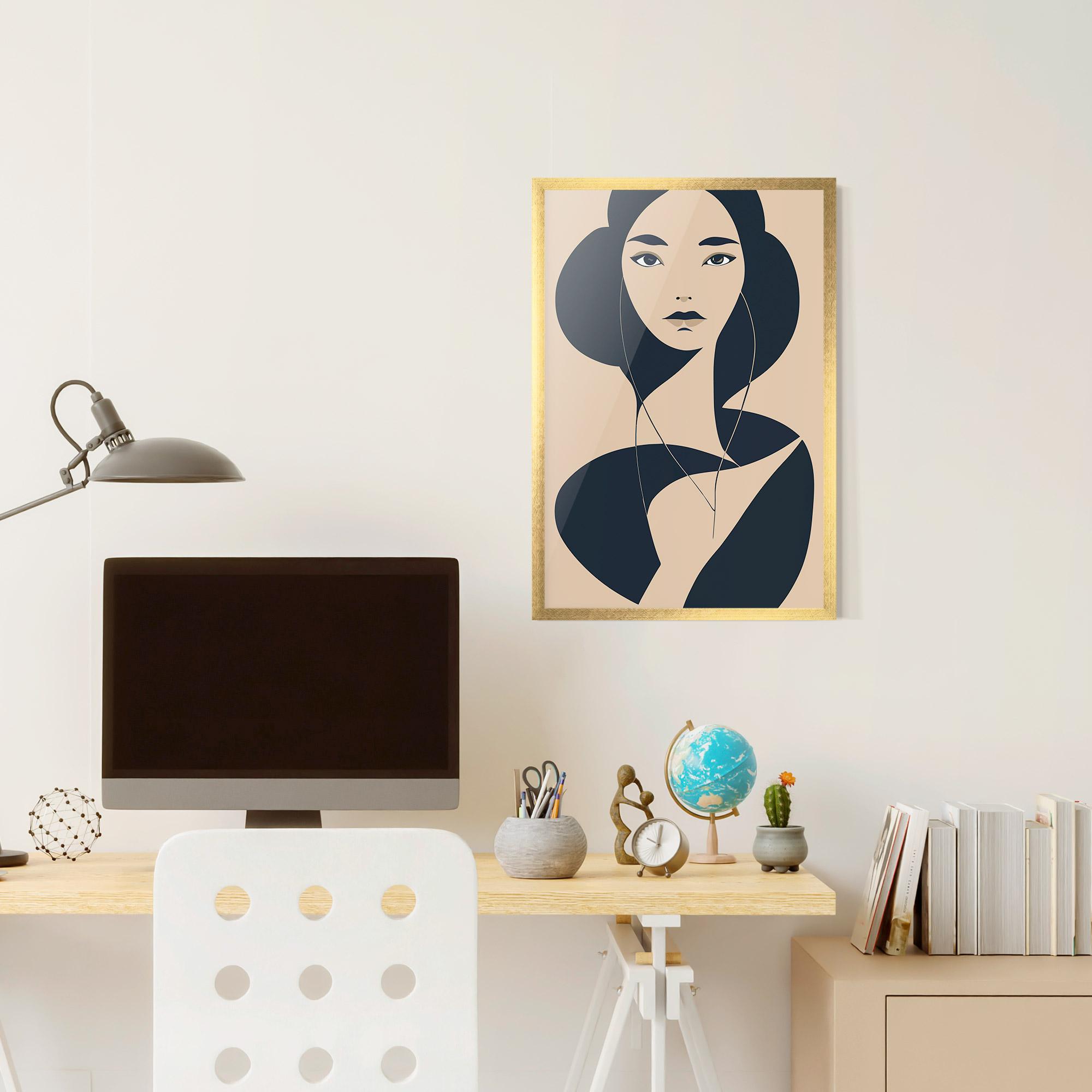 Poster Înrămat Cream Blue Woman mockup 6