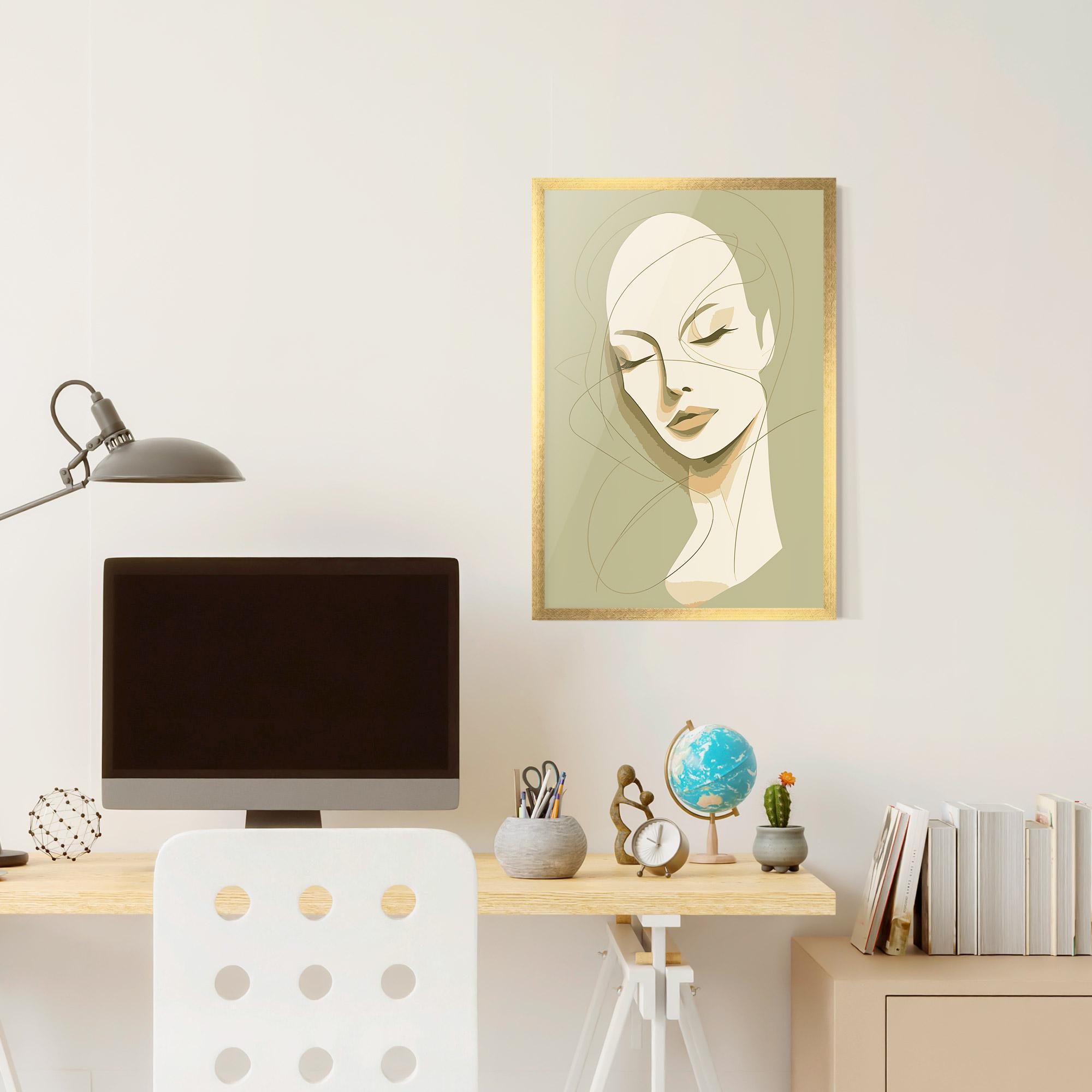 Poster Înrămat Cream Woman Head mockup 6