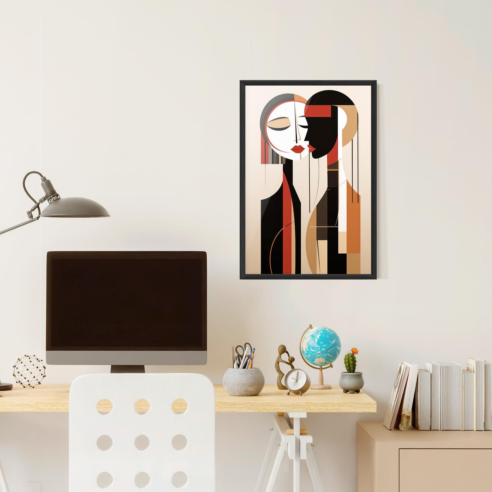 Poster Înrămat Abstract Couple Kissing mockup 6