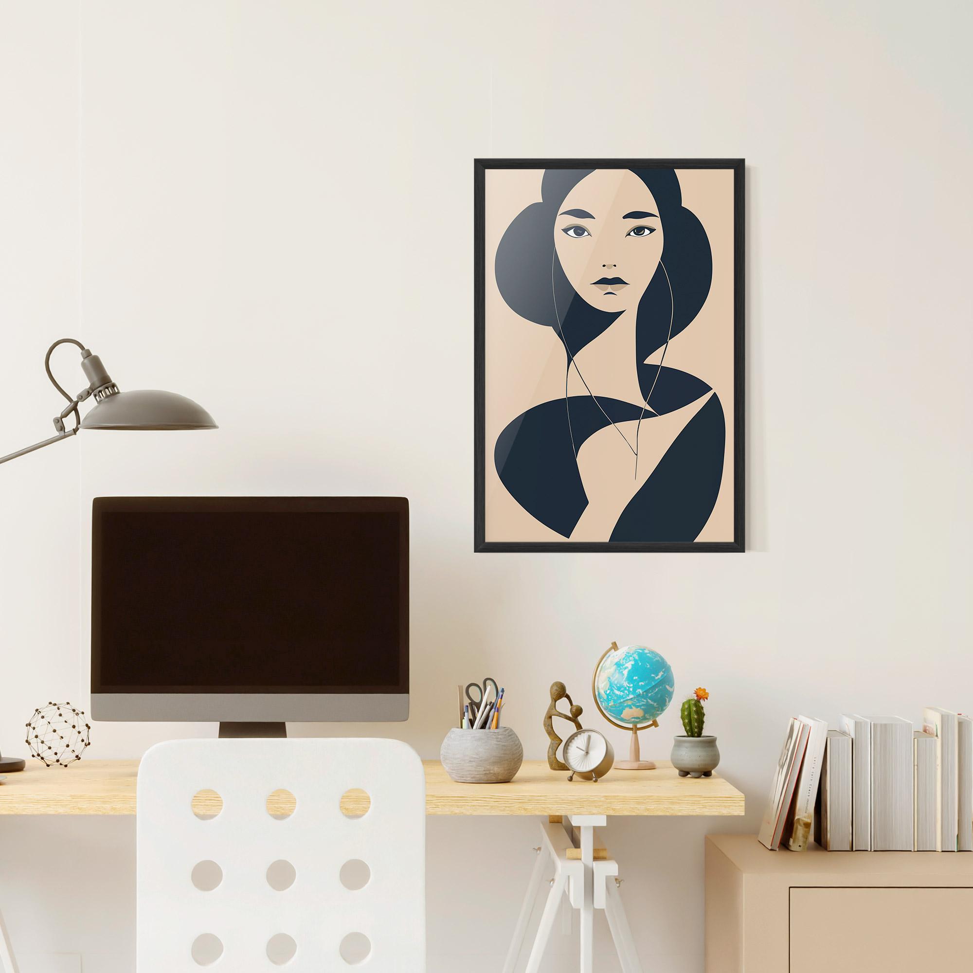Poster Înrămat Cream Blue Woman mockup 6