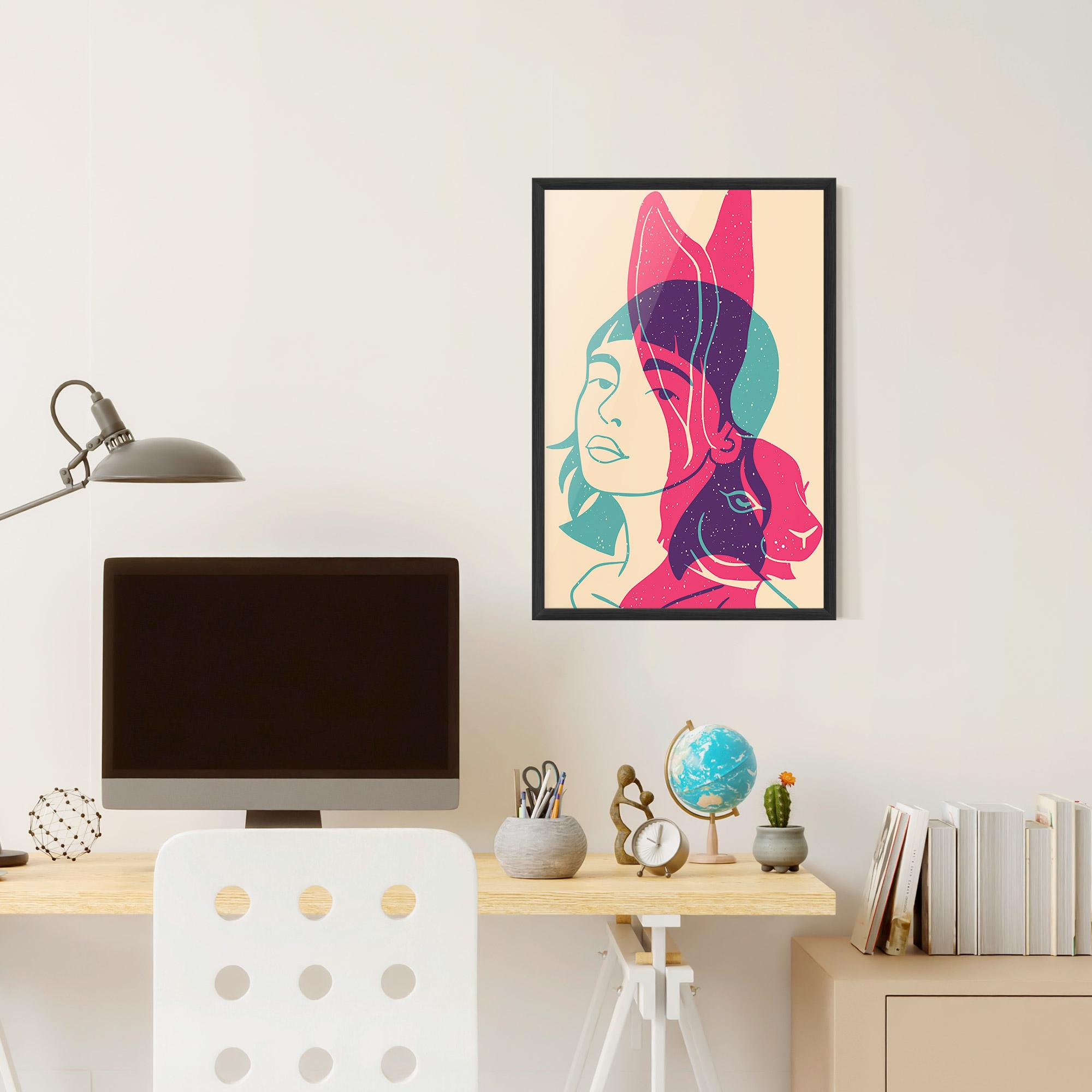 Poster Înrămat Girl Rabbit mockup 6