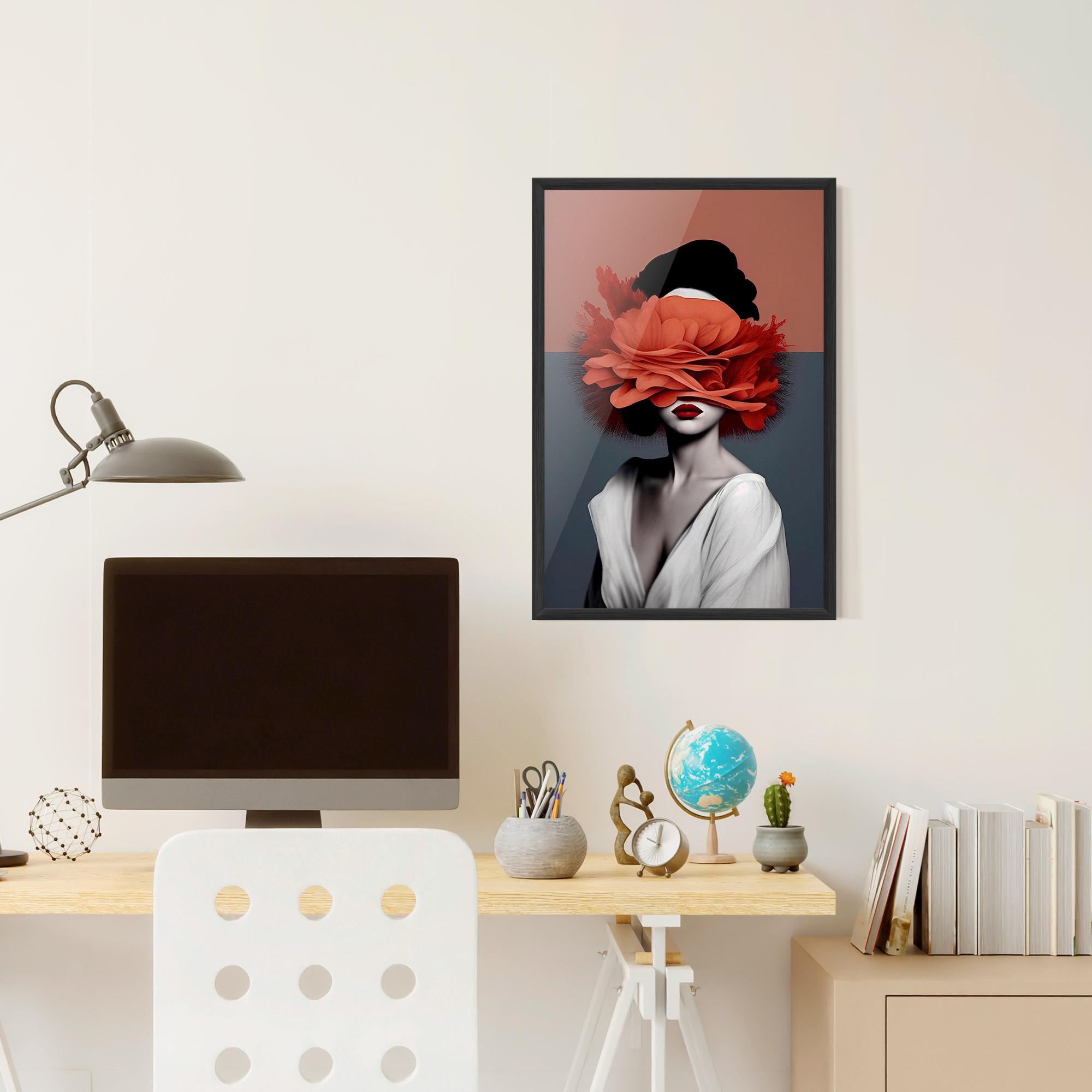 Poster Înrămat Red Flower Woman mockup 6