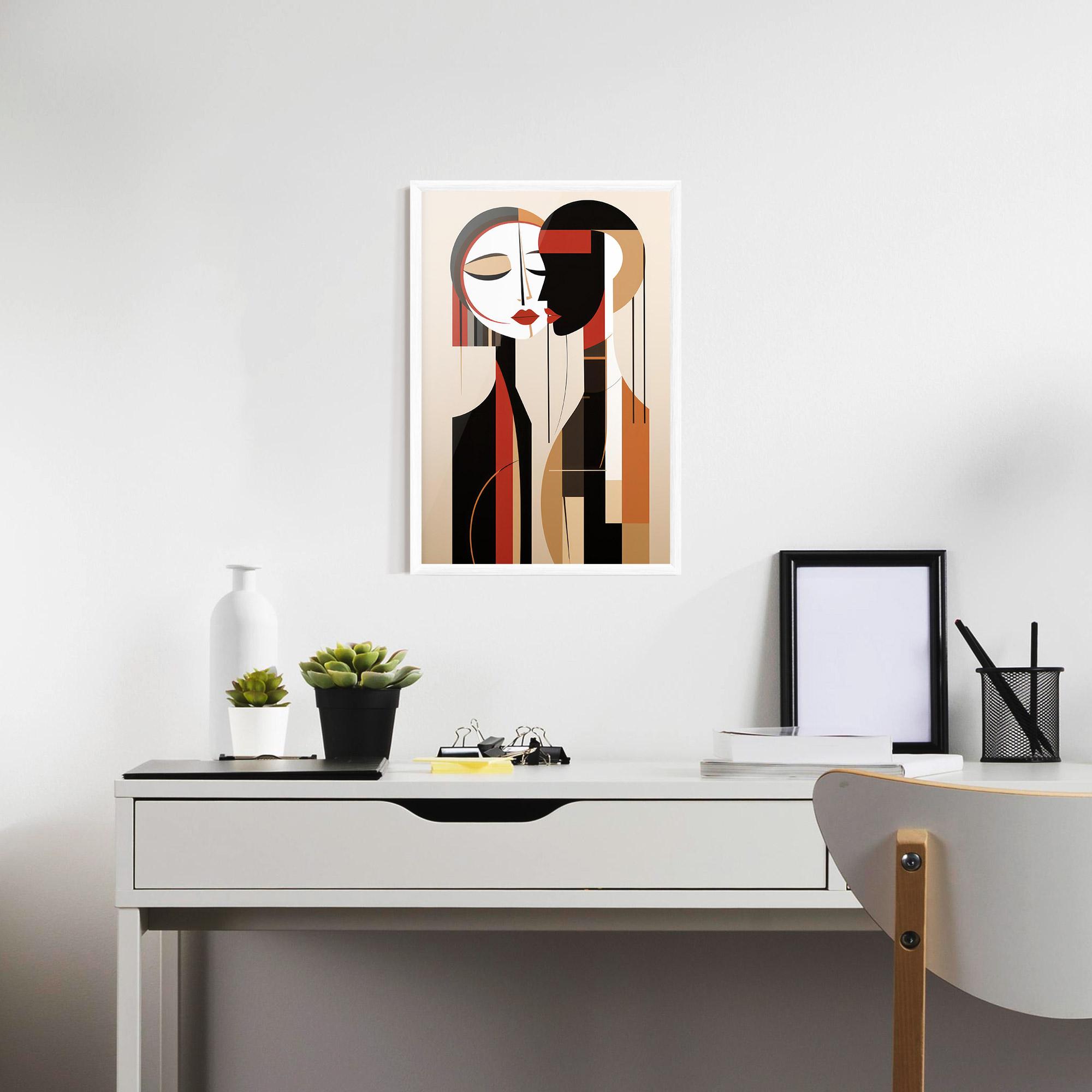 Poster Înrămat Abstract Couple Kissing mockup 7