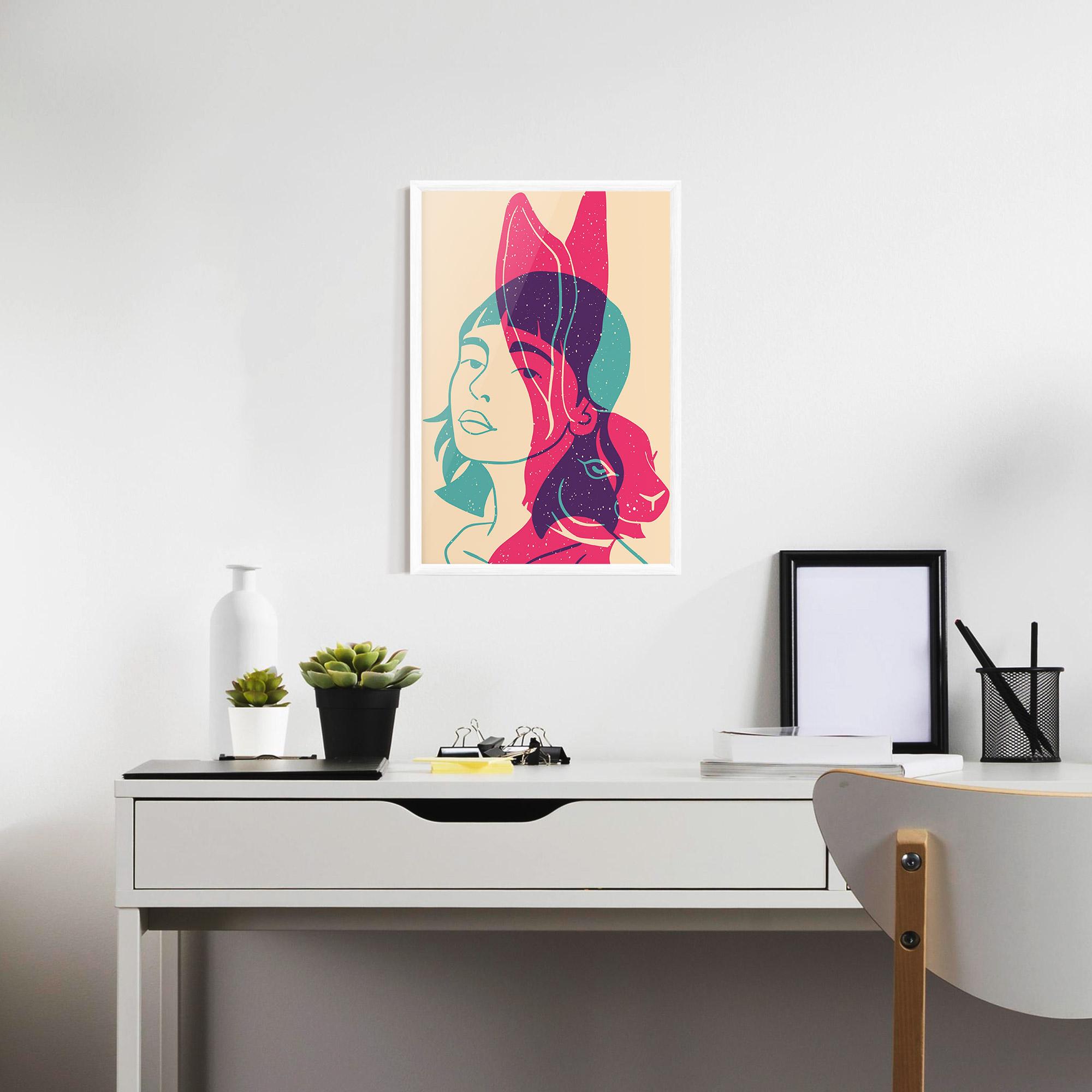 Poster Înrămat Girl Rabbit mockup 7