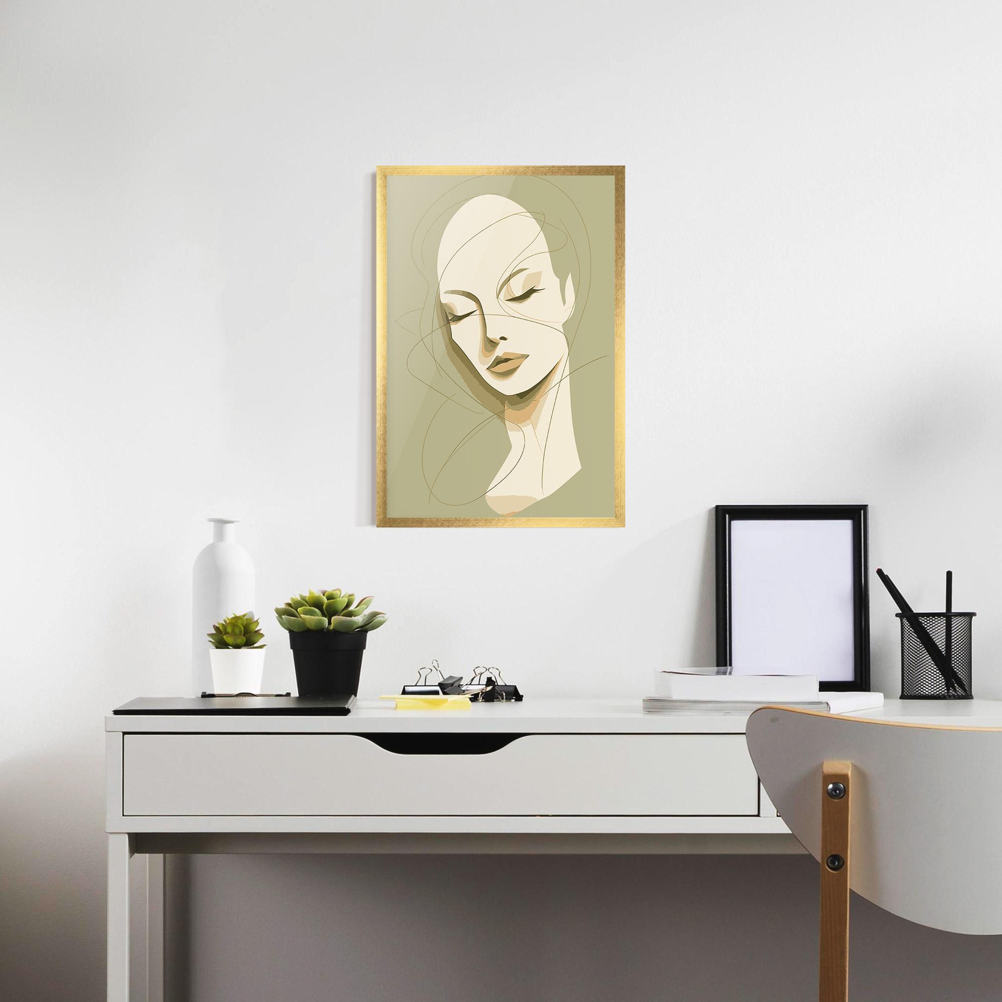 Poster Înrămat Cream Woman Head mockup 7