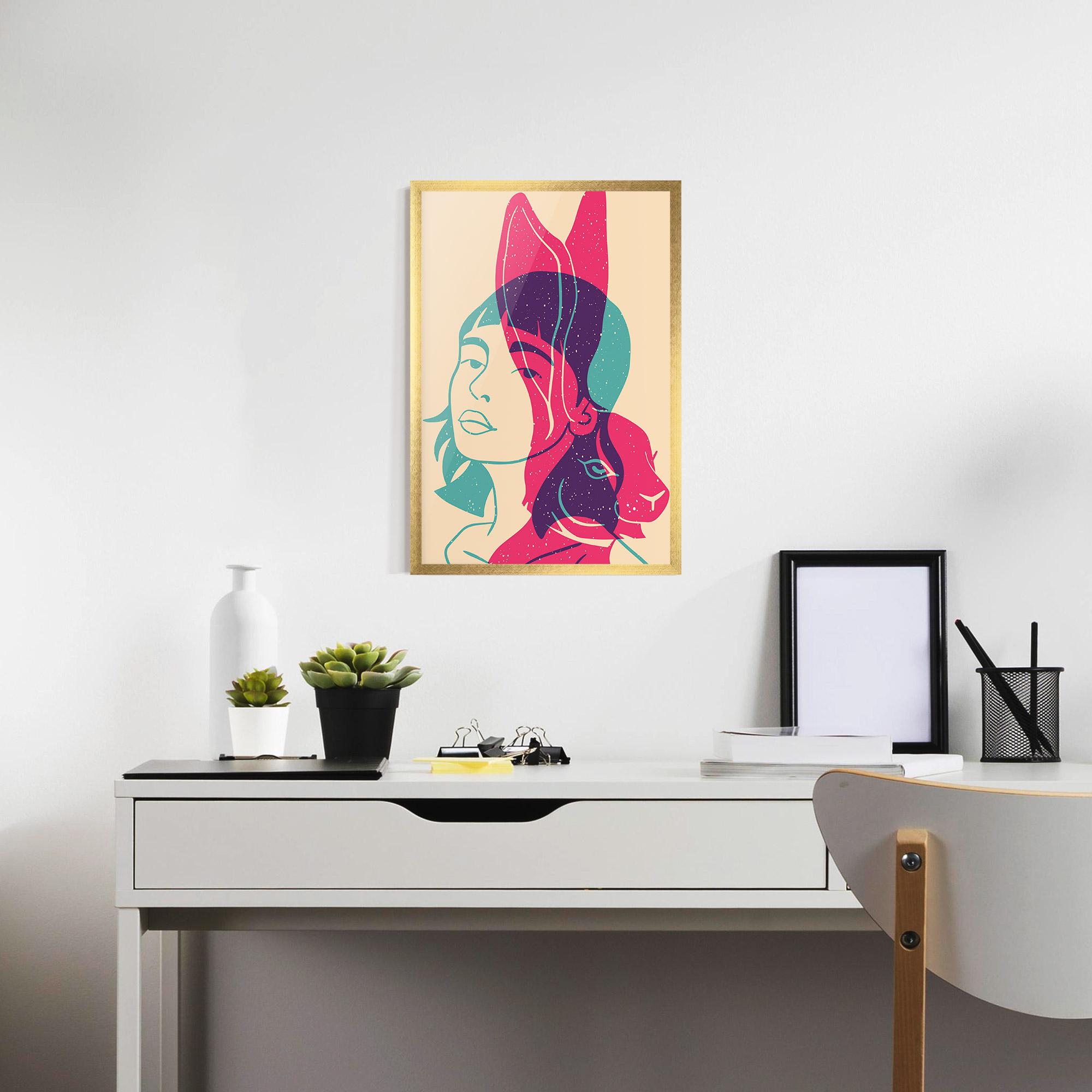 Poster Înrămat Girl Rabbit mockup 7