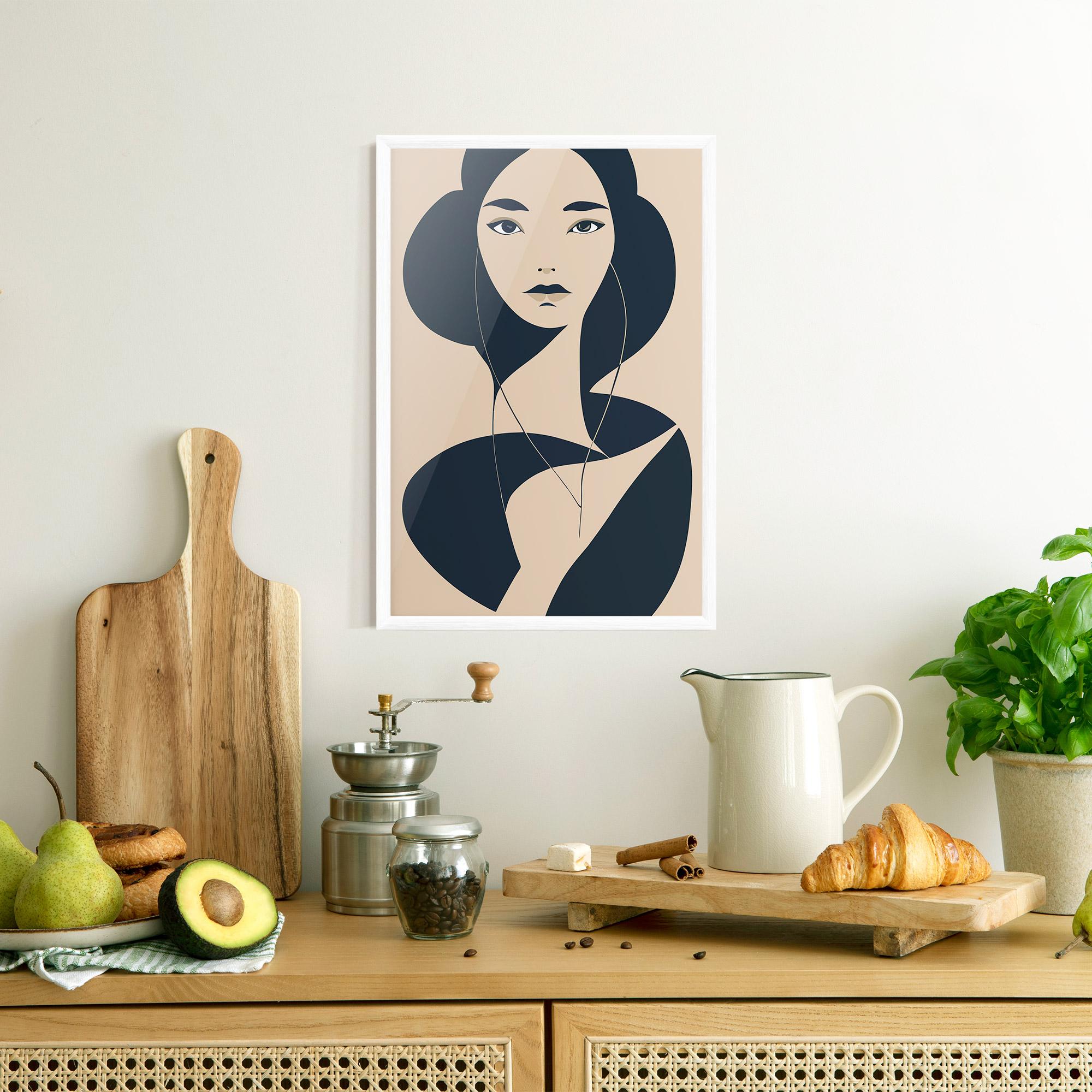 Poster Înrămat Cream Blue Woman mockup 8