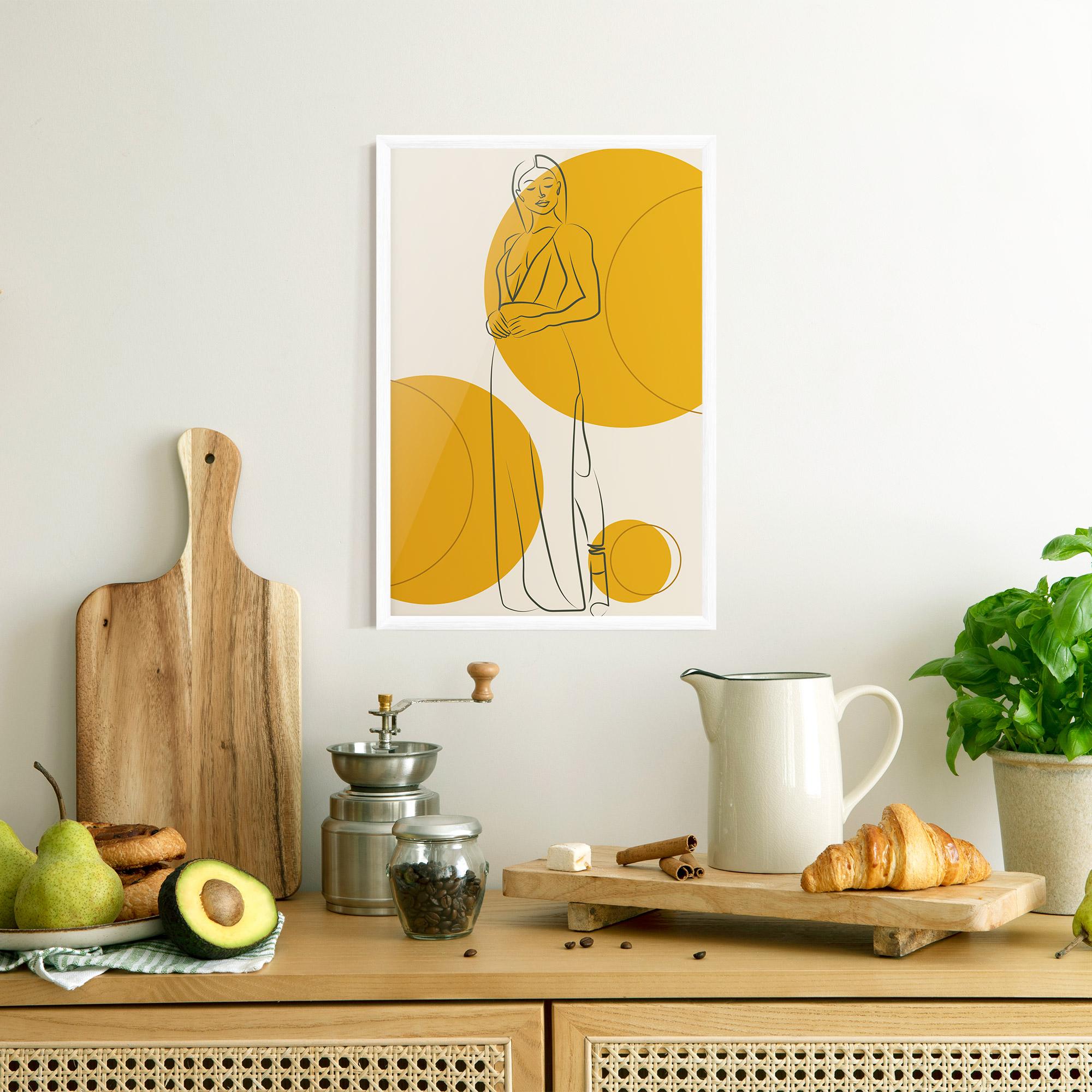 Poster Înrămat Yellow Circle Lady mockup 8
