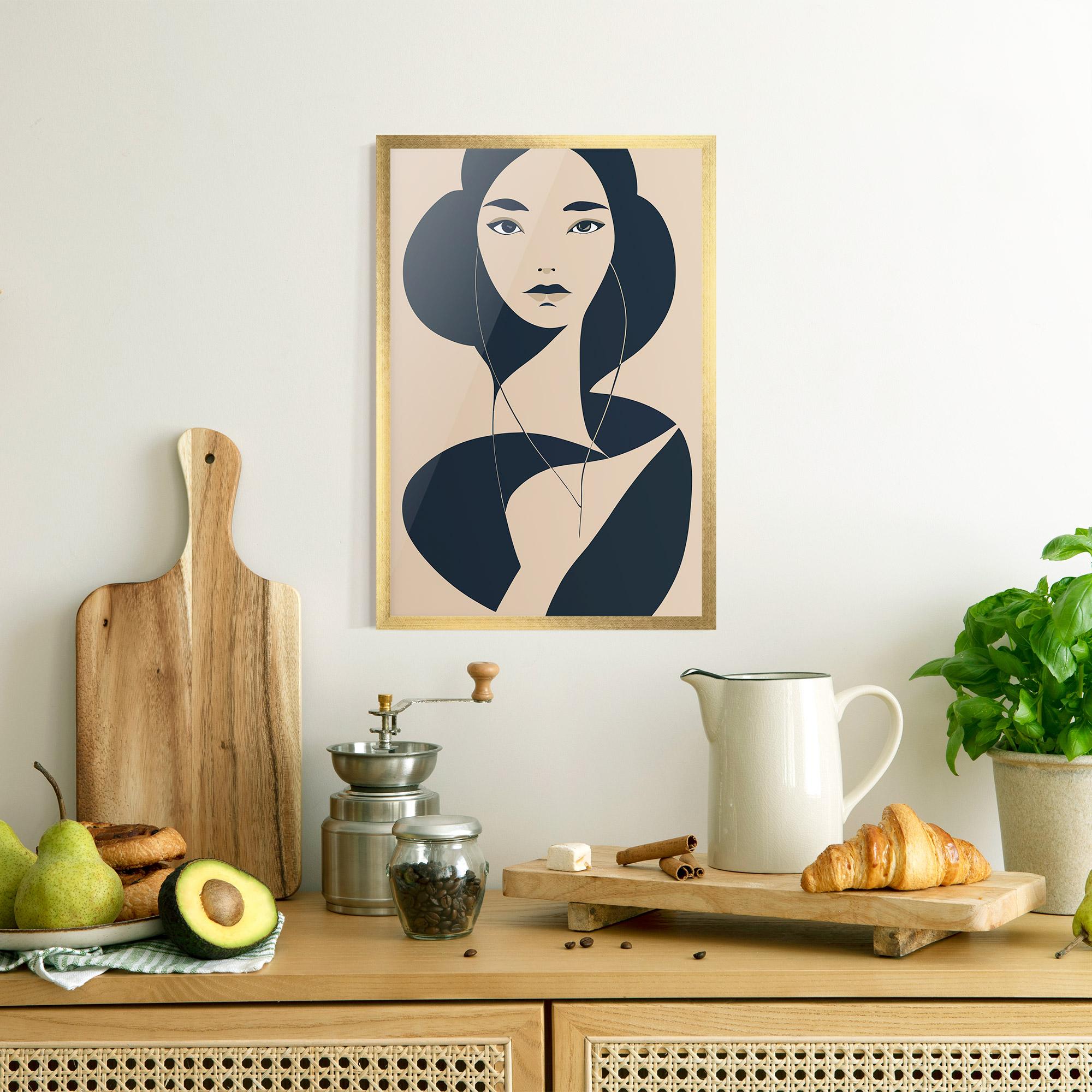 Poster Înrămat Cream Blue Woman mockup 8