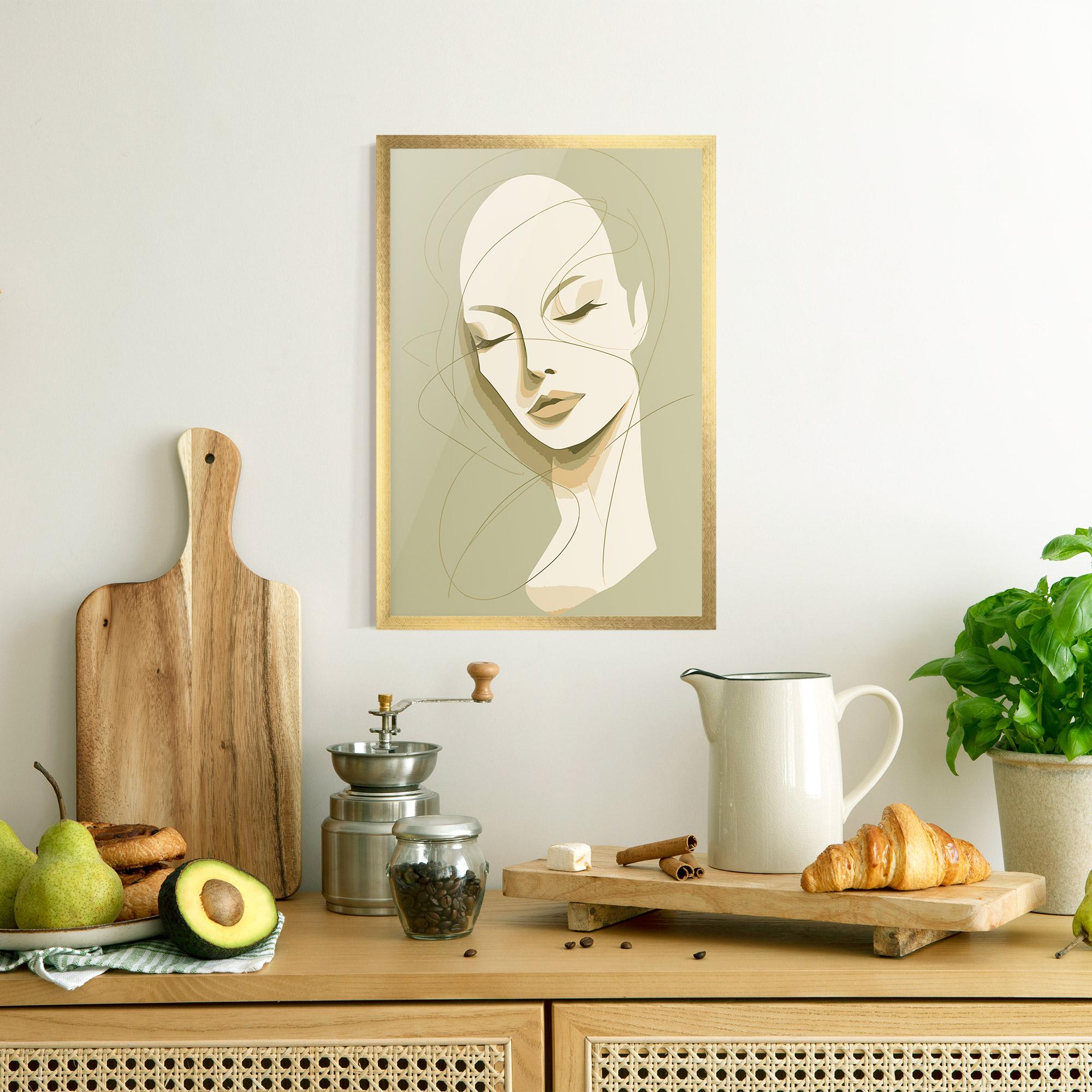 Poster Înrămat Cream Woman Head mockup 8