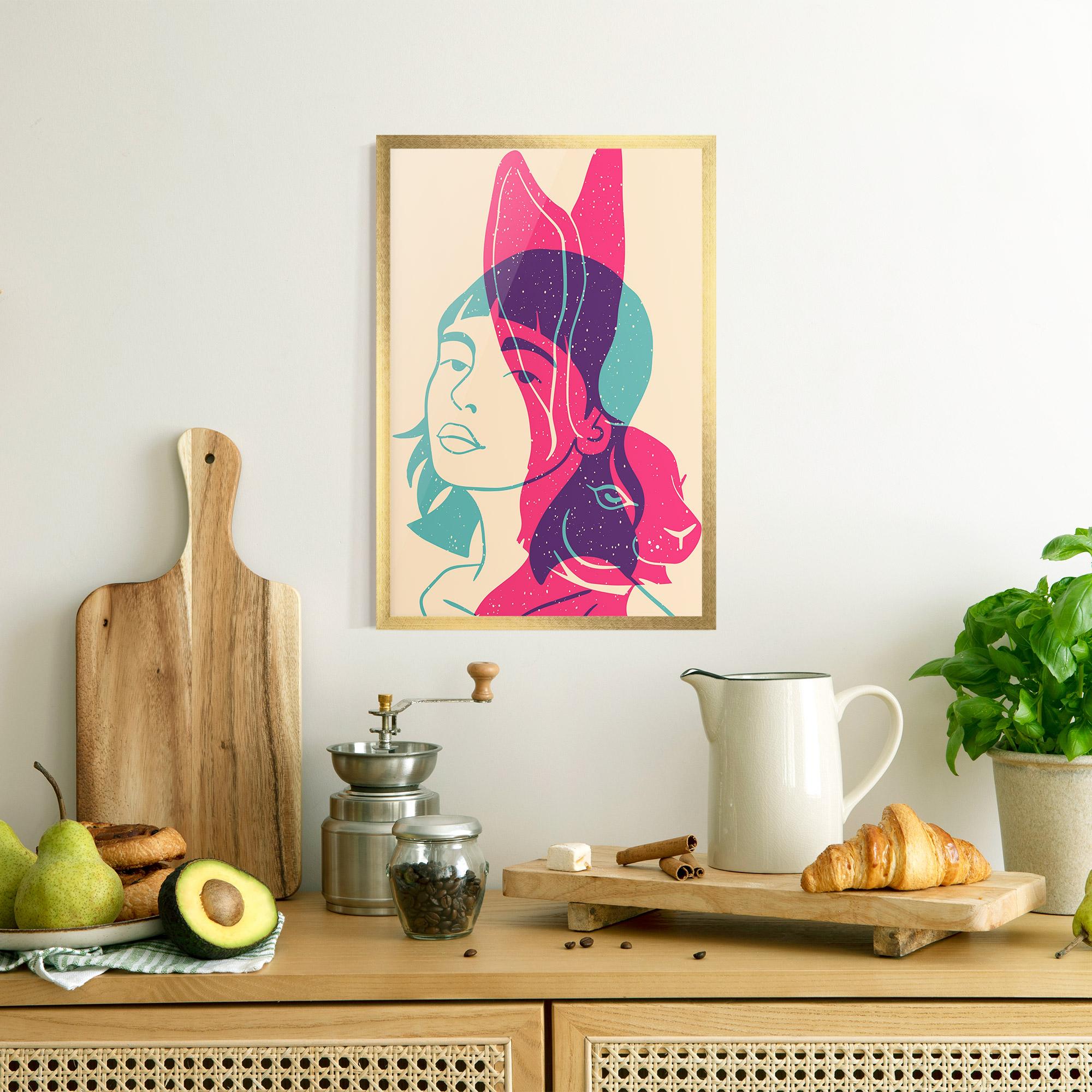 Poster Înrămat Girl Rabbit mockup 8