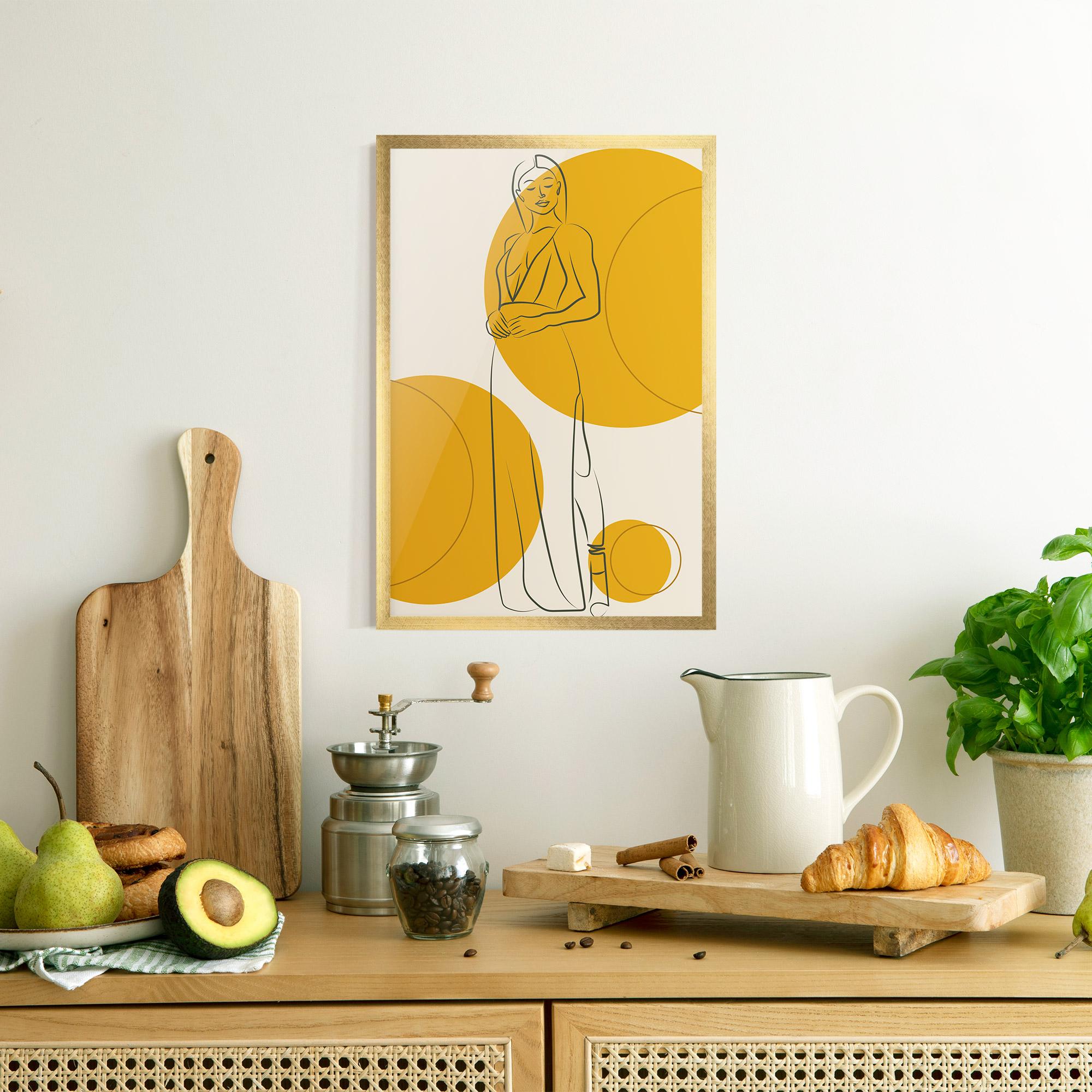 Poster Înrămat Yellow Circle Lady mockup 8