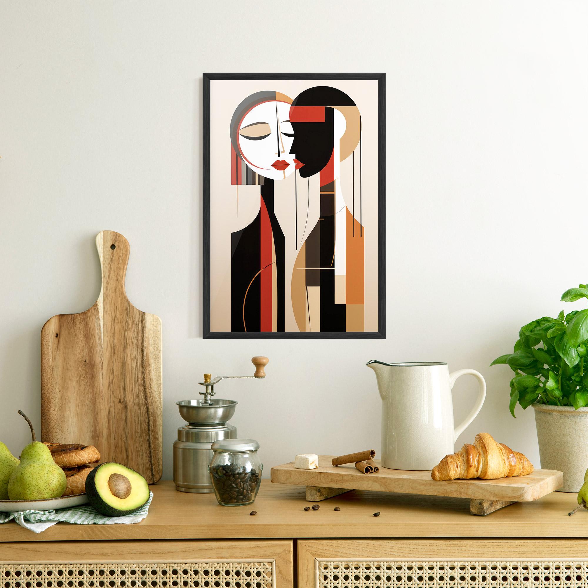 Poster Înrămat Abstract Couple Kissing mockup 8