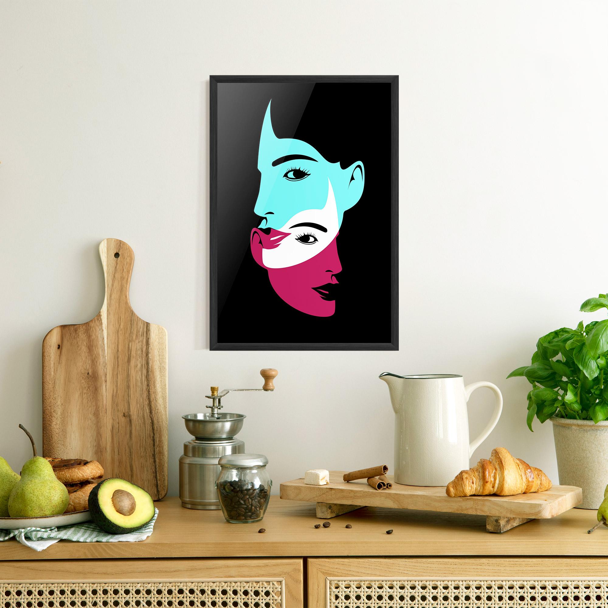 Poster Înrămat Blue Pink Women mockup 8