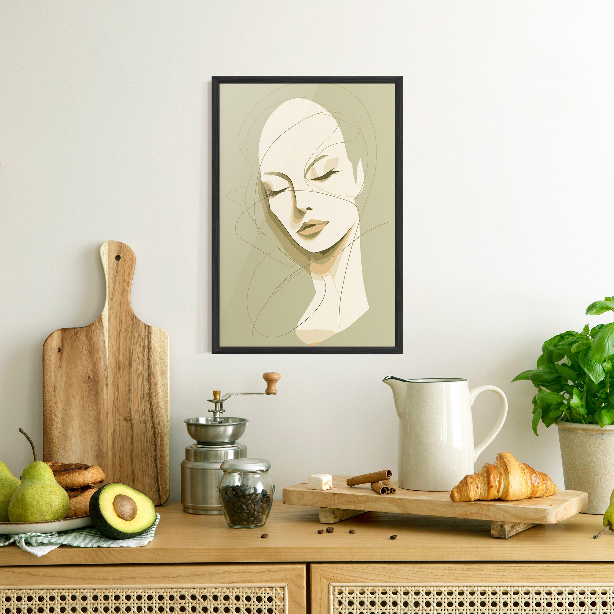 Poster Înrămat Cream Woman Head mockup 8
