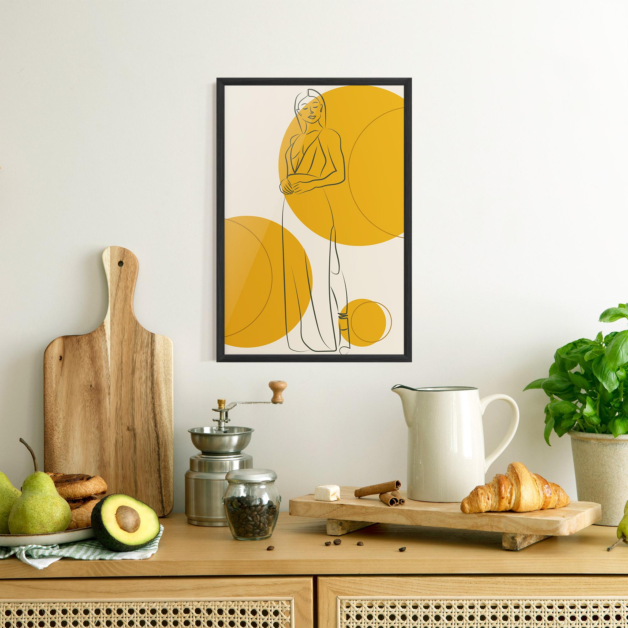 Poster Înrămat Yellow Circle Lady mockup 8