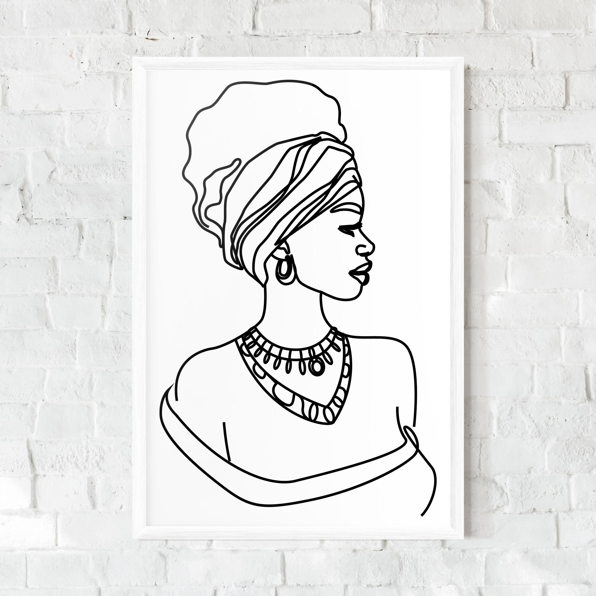 Poster Înrămat Black Line African mockup 0