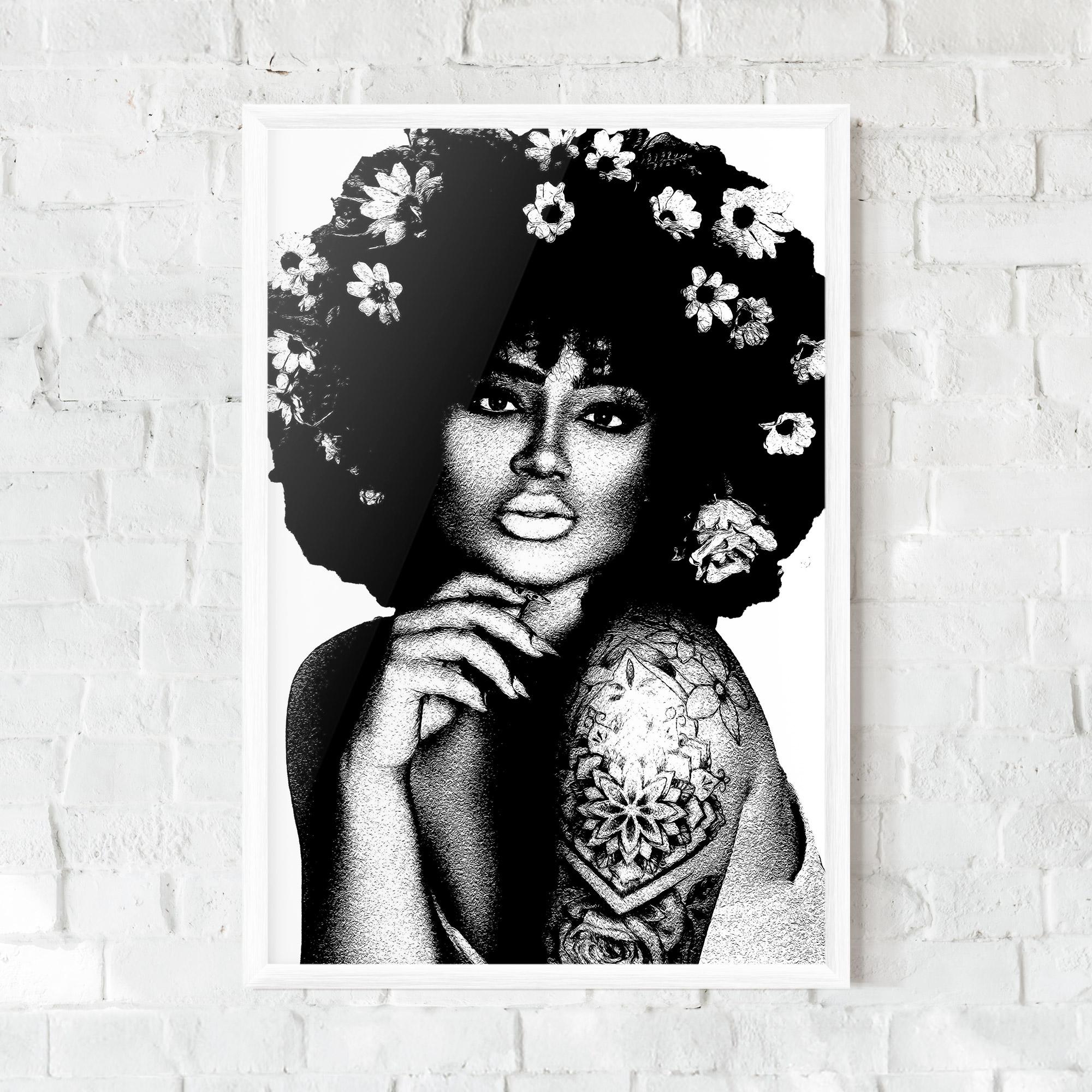 Poster Înrămat Flower African Woman mockup 0