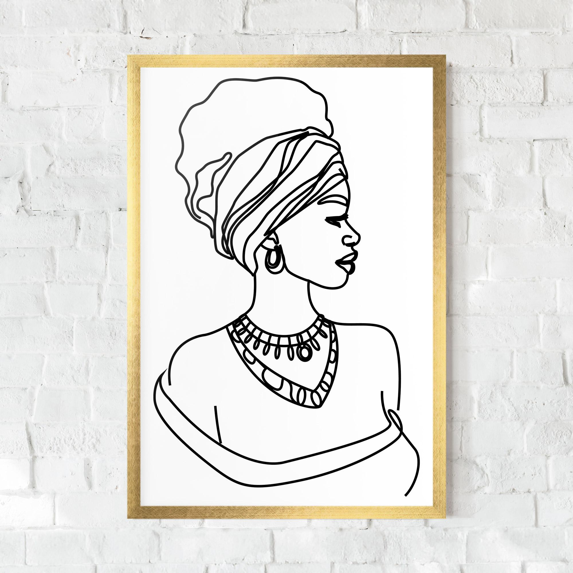 Poster Înrămat Black Line African mockup 0