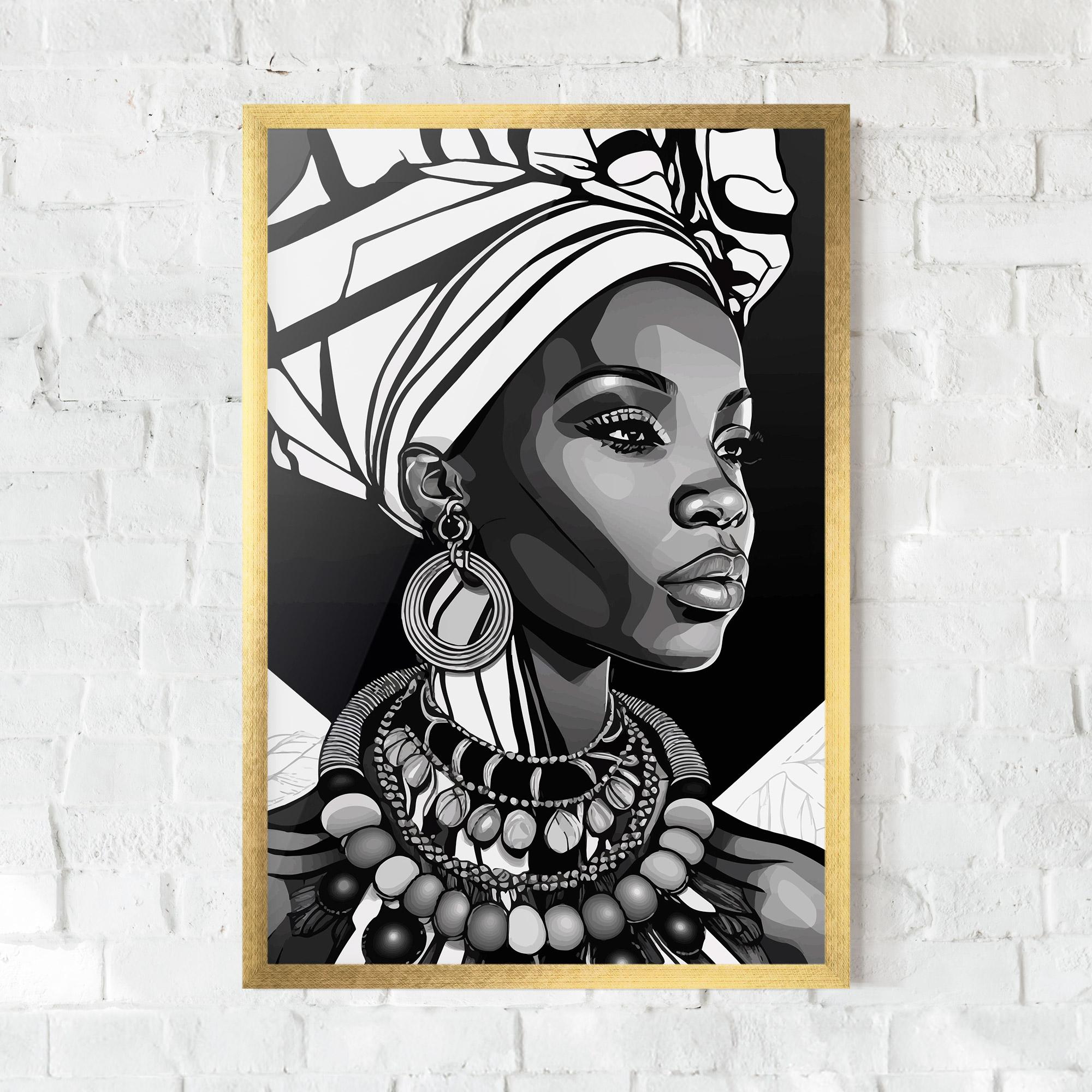 Poster Înrămat Black White African mockup 0
