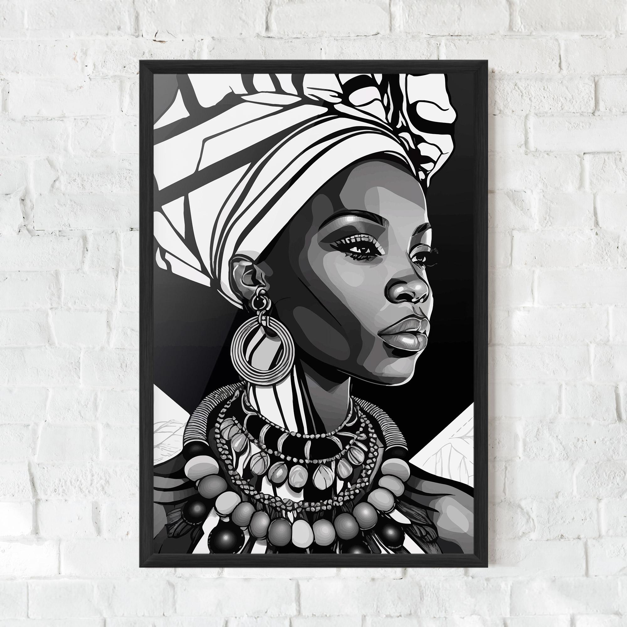 Poster Înrămat Black White African mockup 0