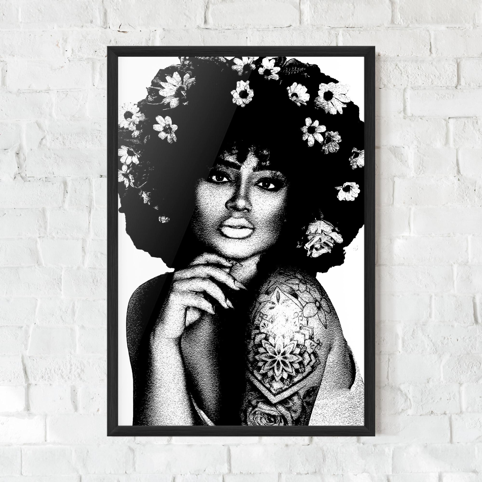 Poster Înrămat Flower African Woman mockup 0