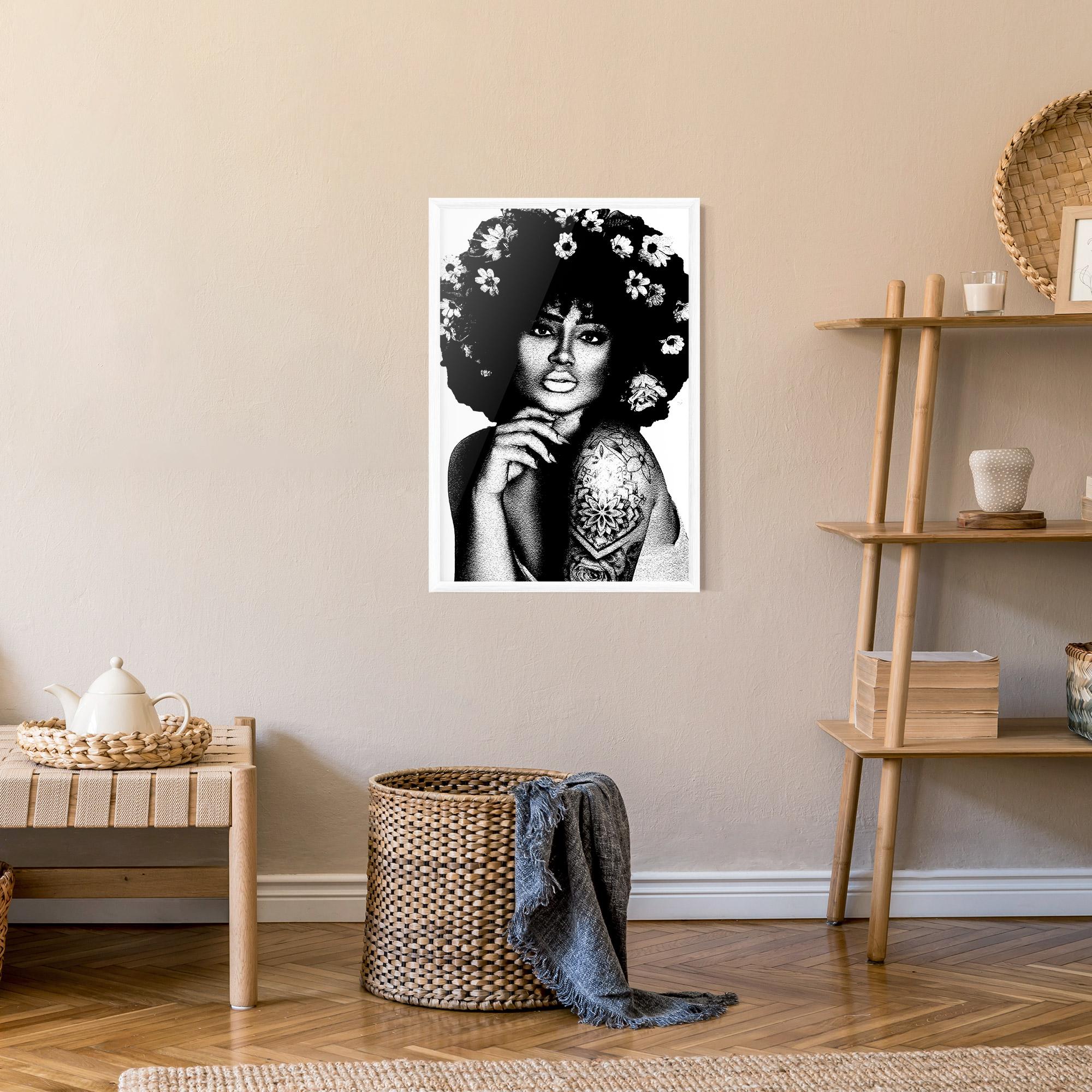 Poster Înrămat Flower African Woman mockup 9