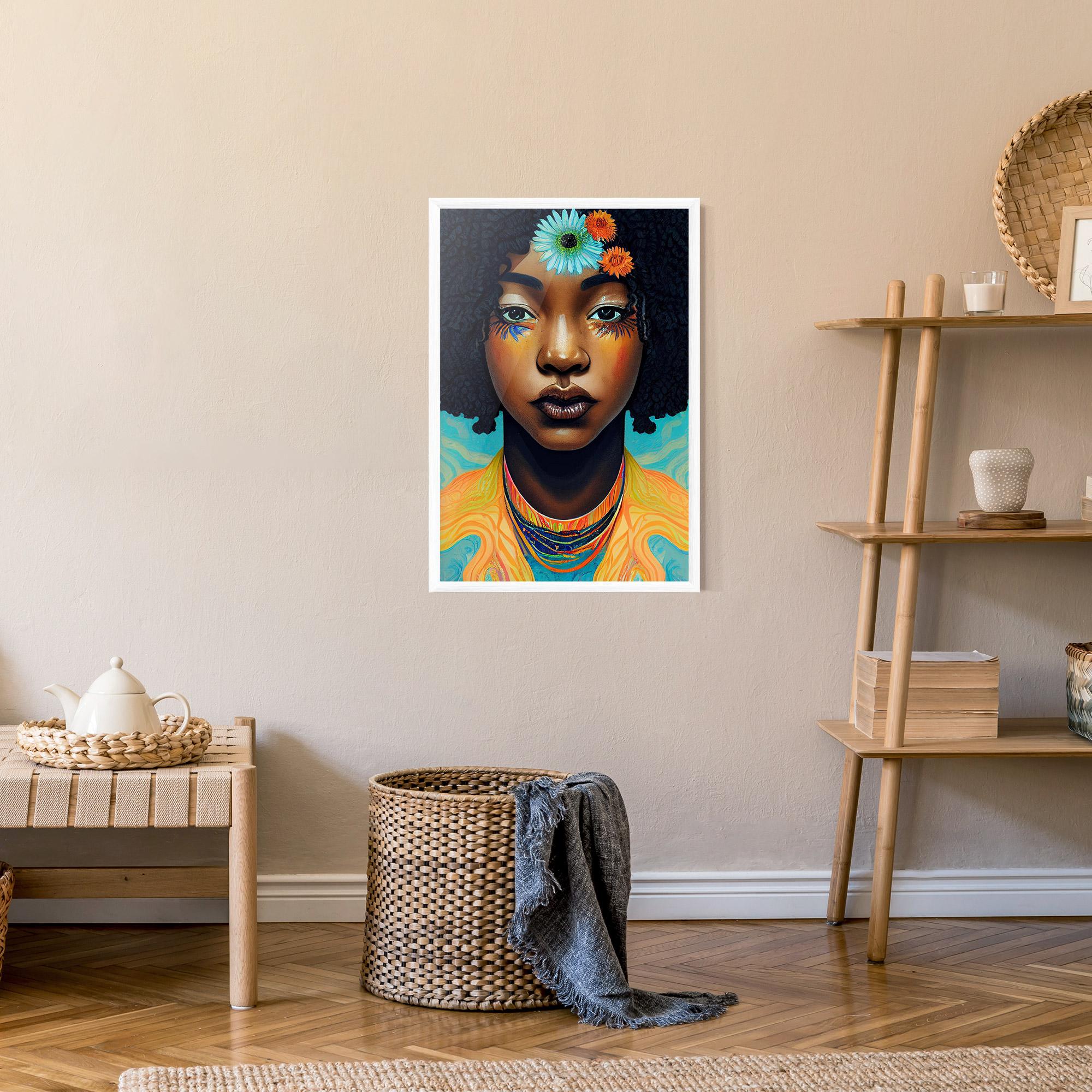 Poster Înrămat Portrait With Flowers mockup 9