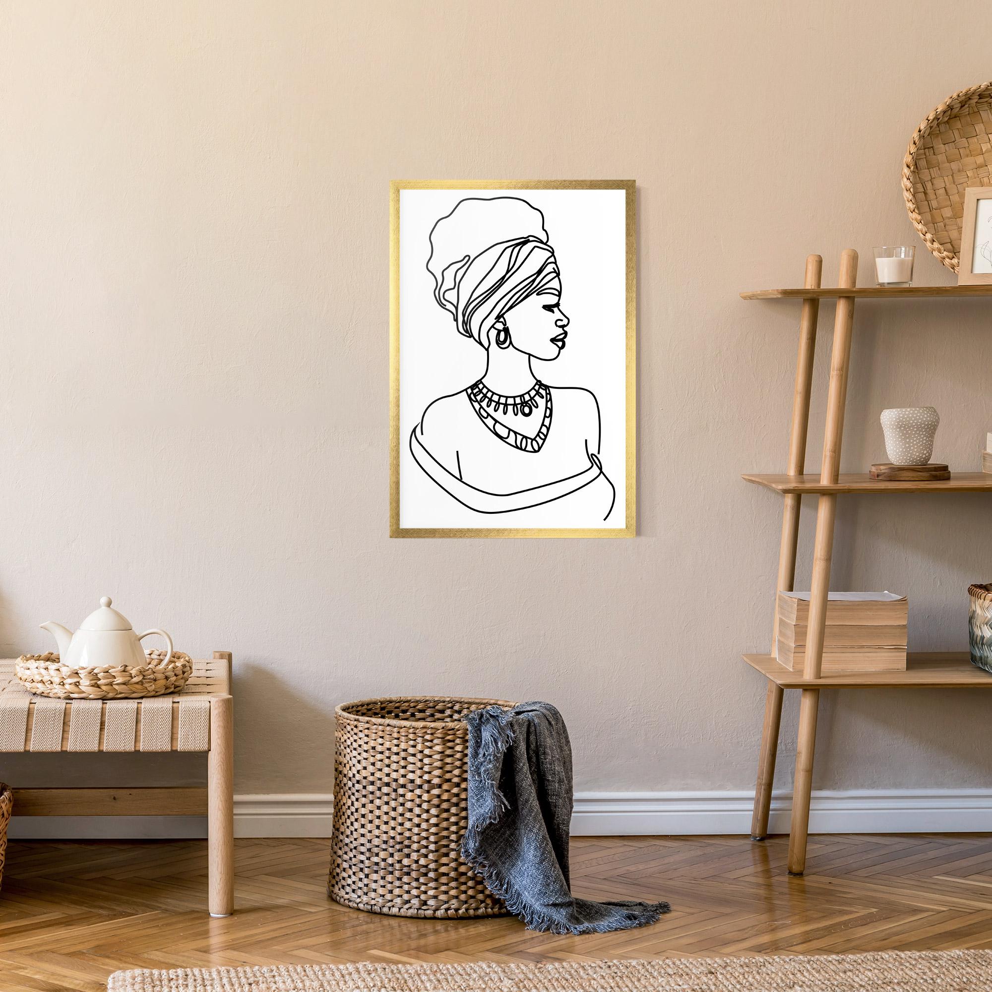 Poster Înrămat Black Line African mockup 9