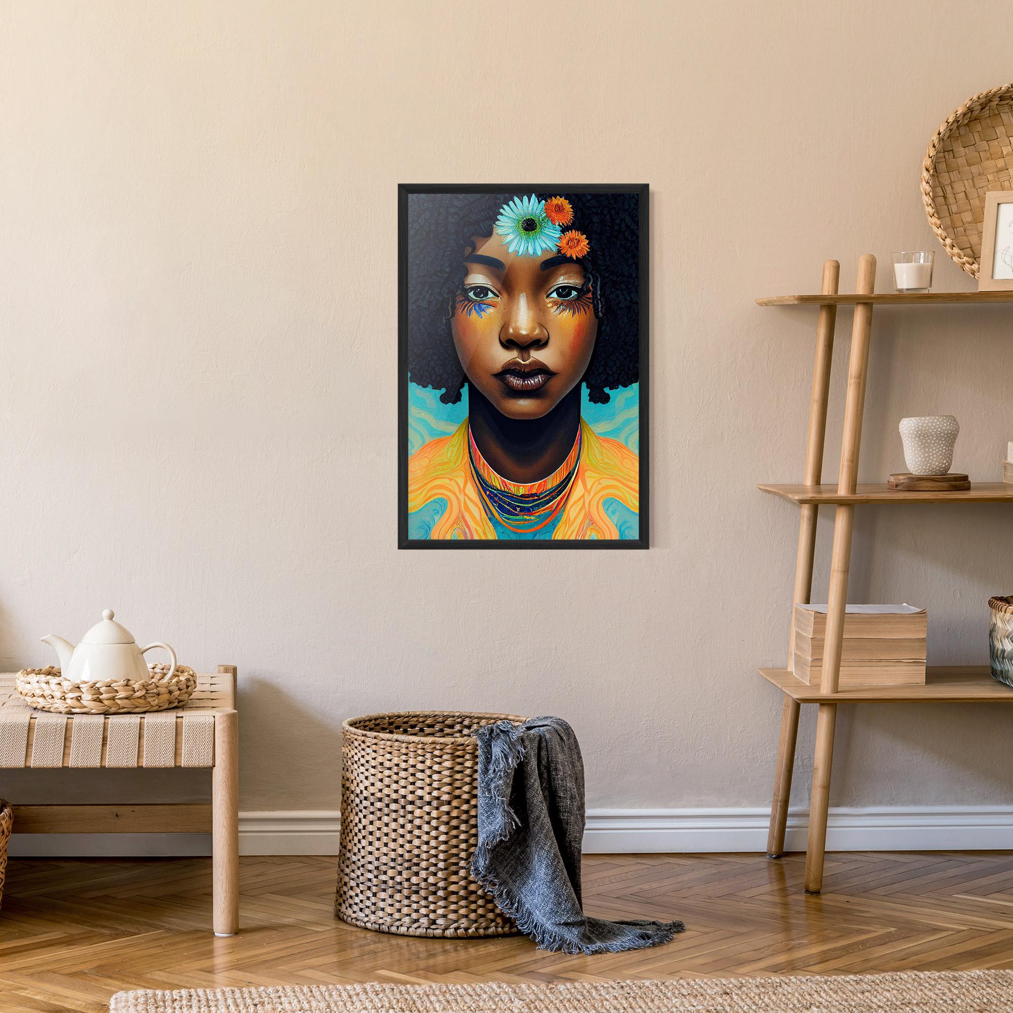 Poster Înrămat Portrait With Flowers mockup 9