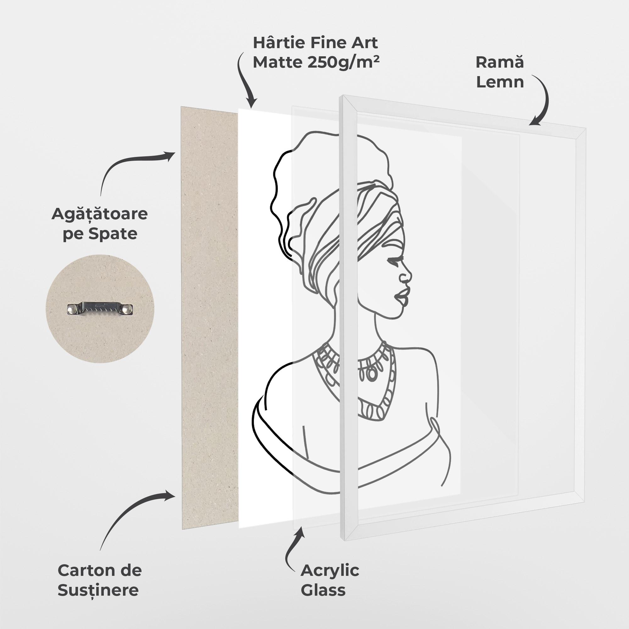 Poster Înrămat Black Line African mockup 1