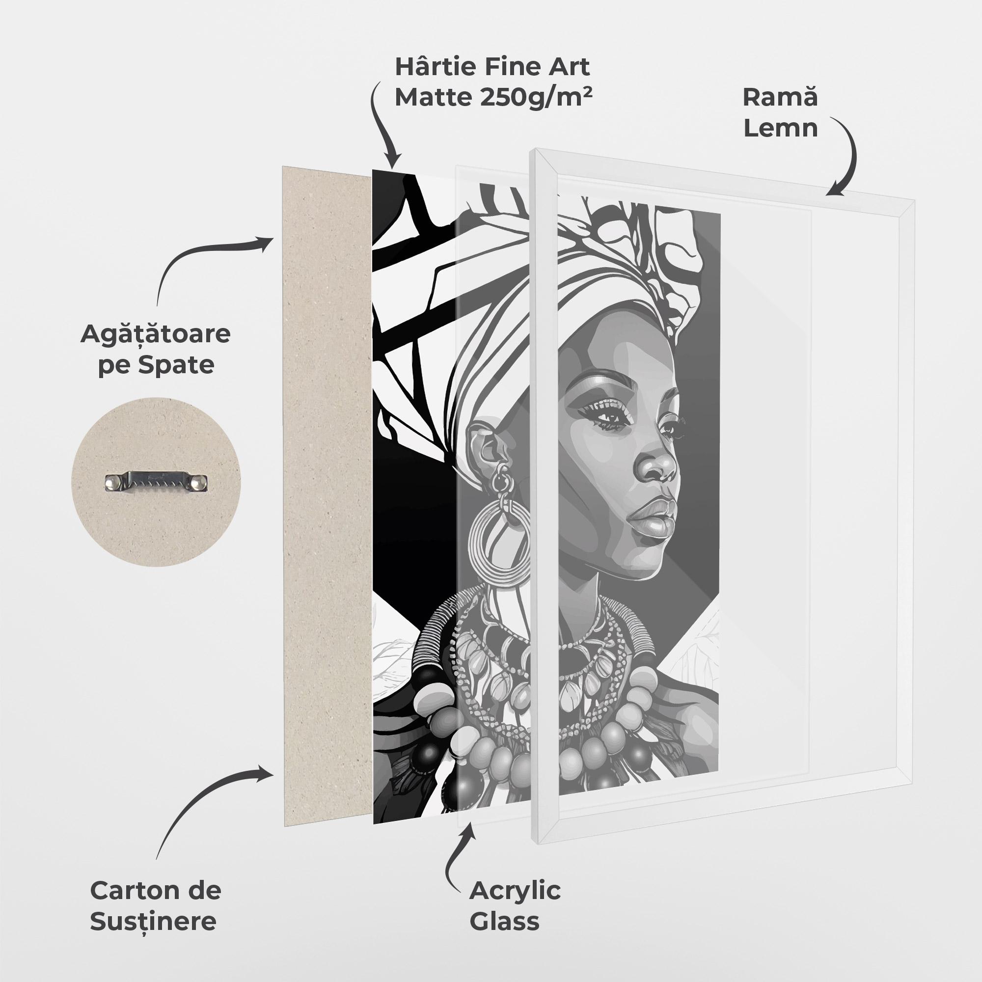Poster Înrămat Black White African mockup 1