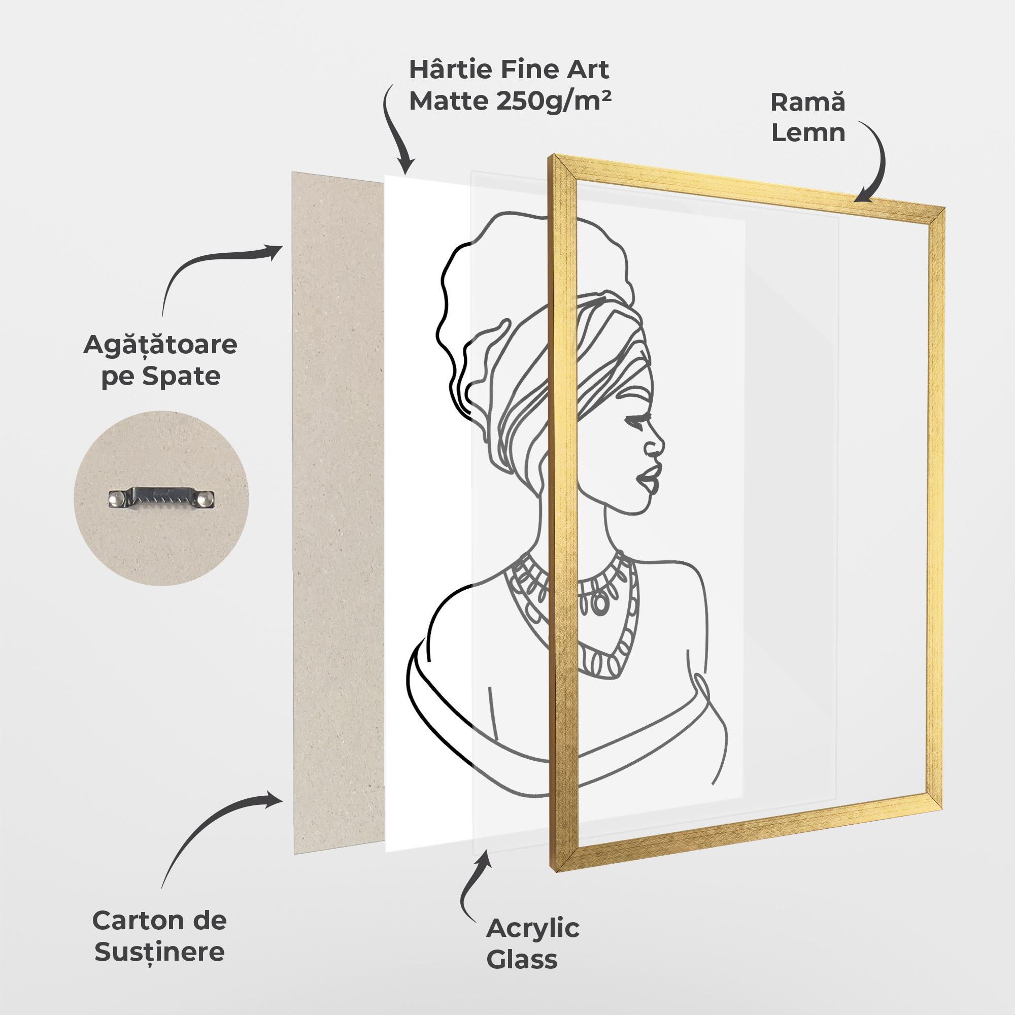 Poster Înrămat Black Line African mockup 1