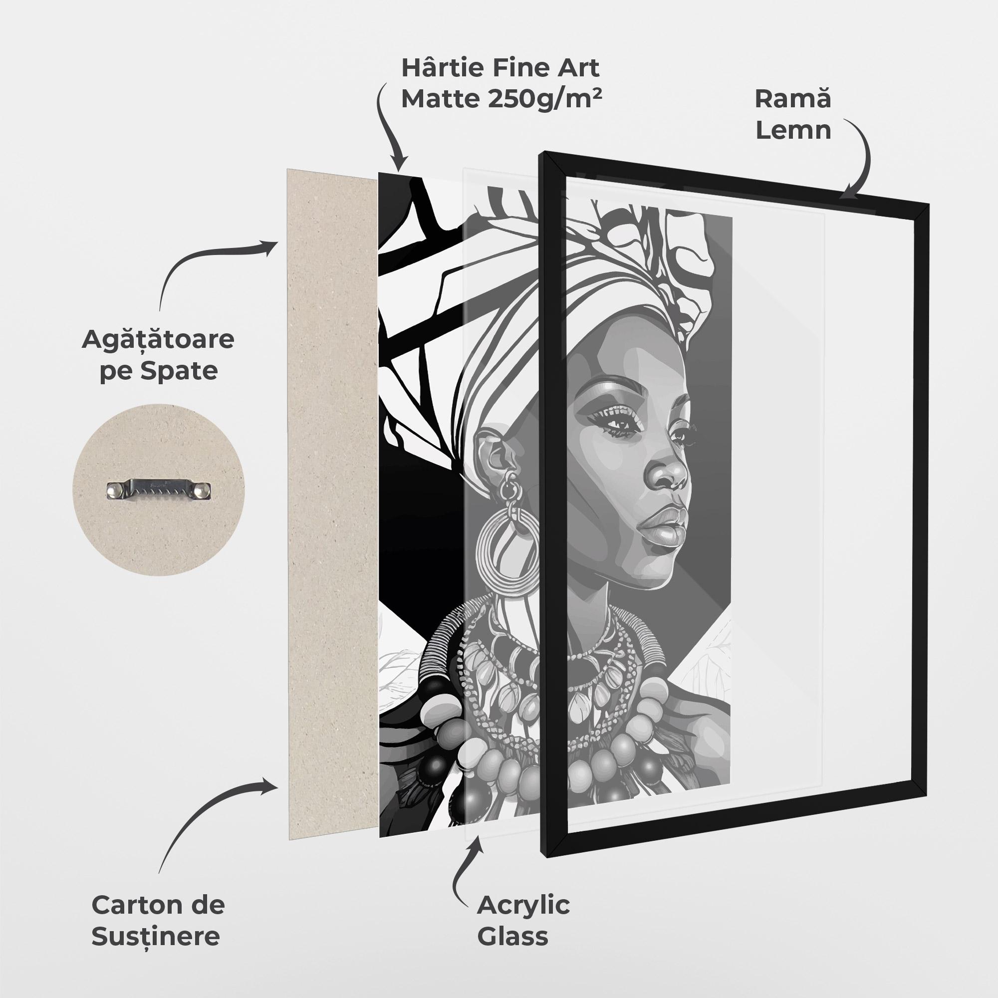 Poster Înrămat Black White African mockup 1