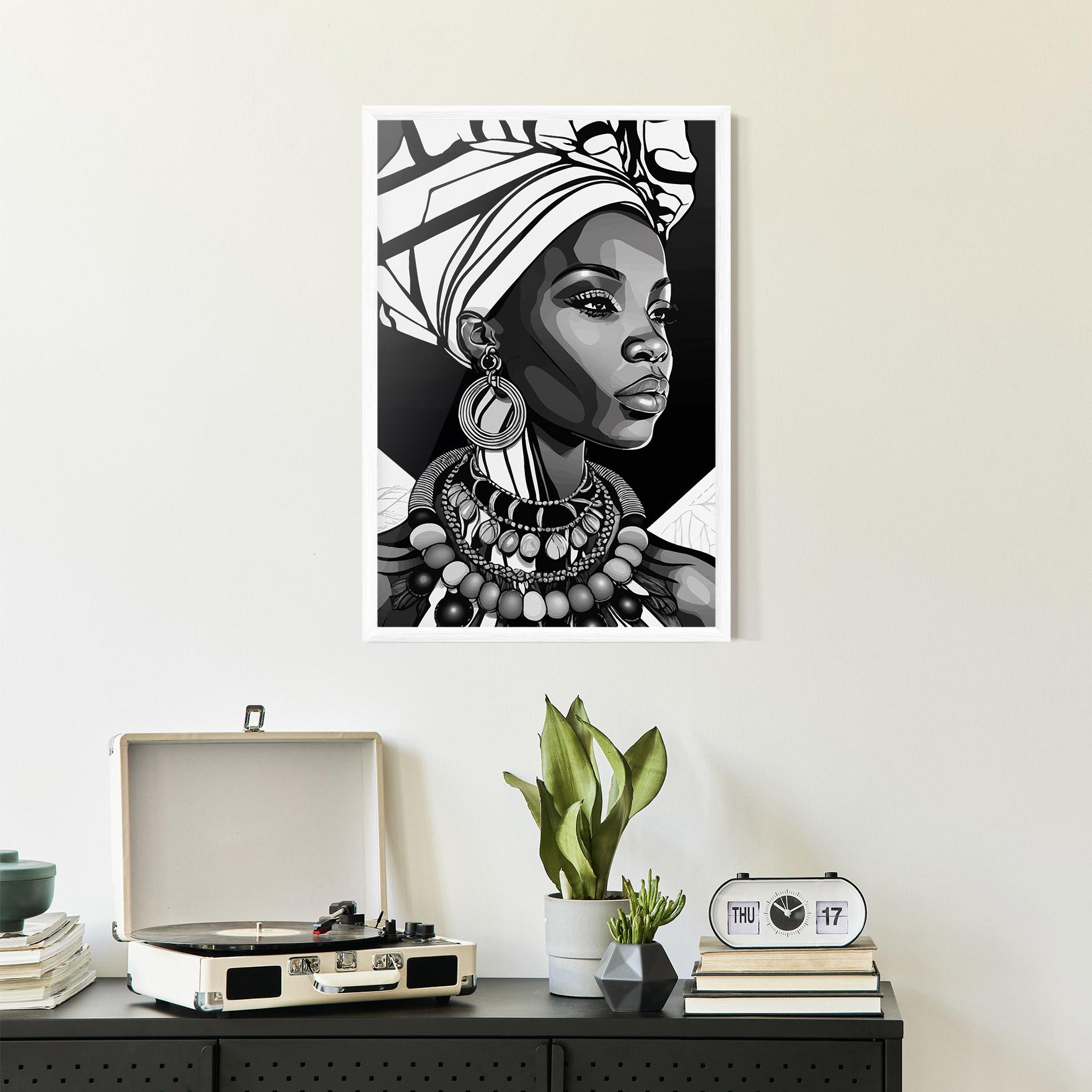 Poster Înrămat Black White African mockup 2