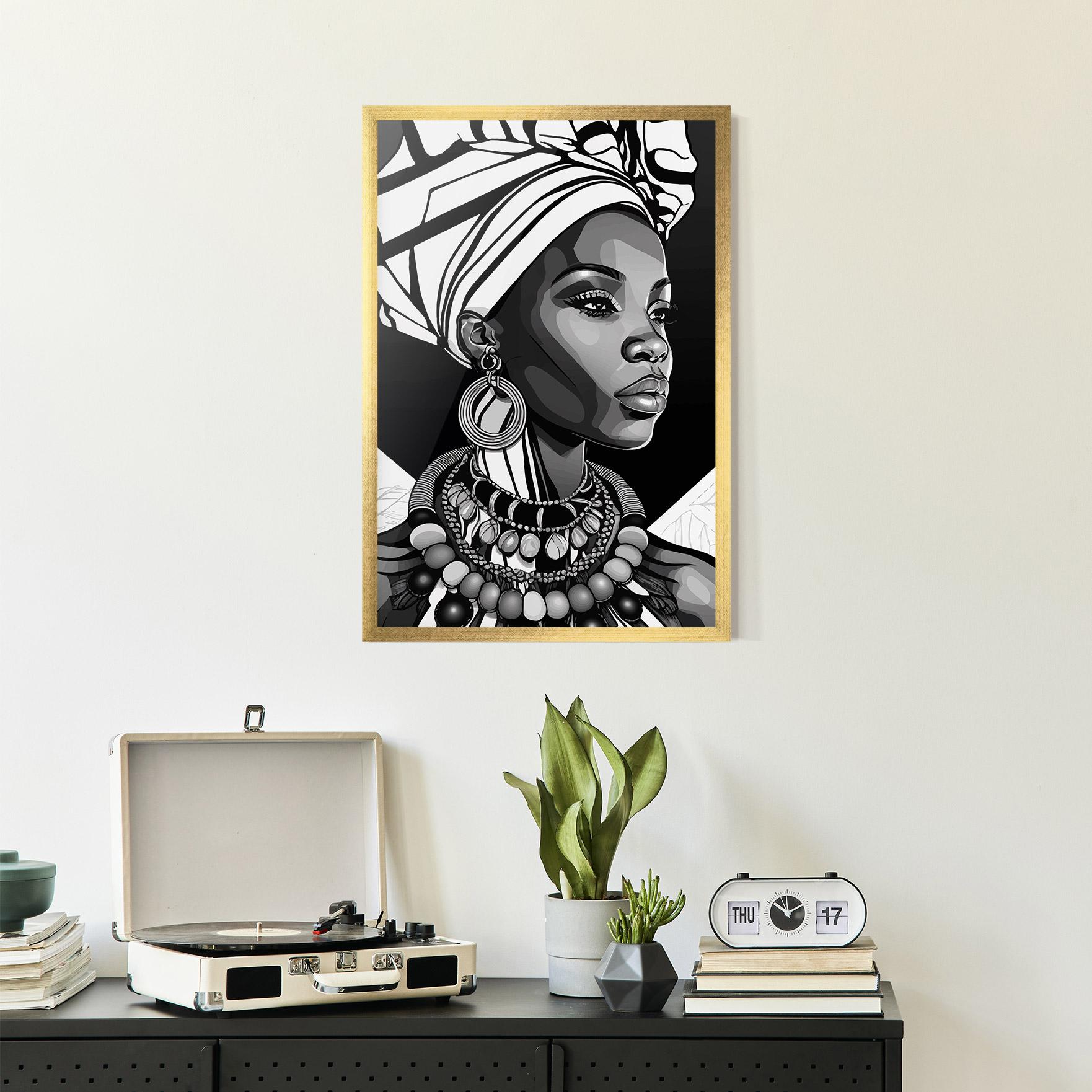 Poster Înrămat Black White African mockup 2