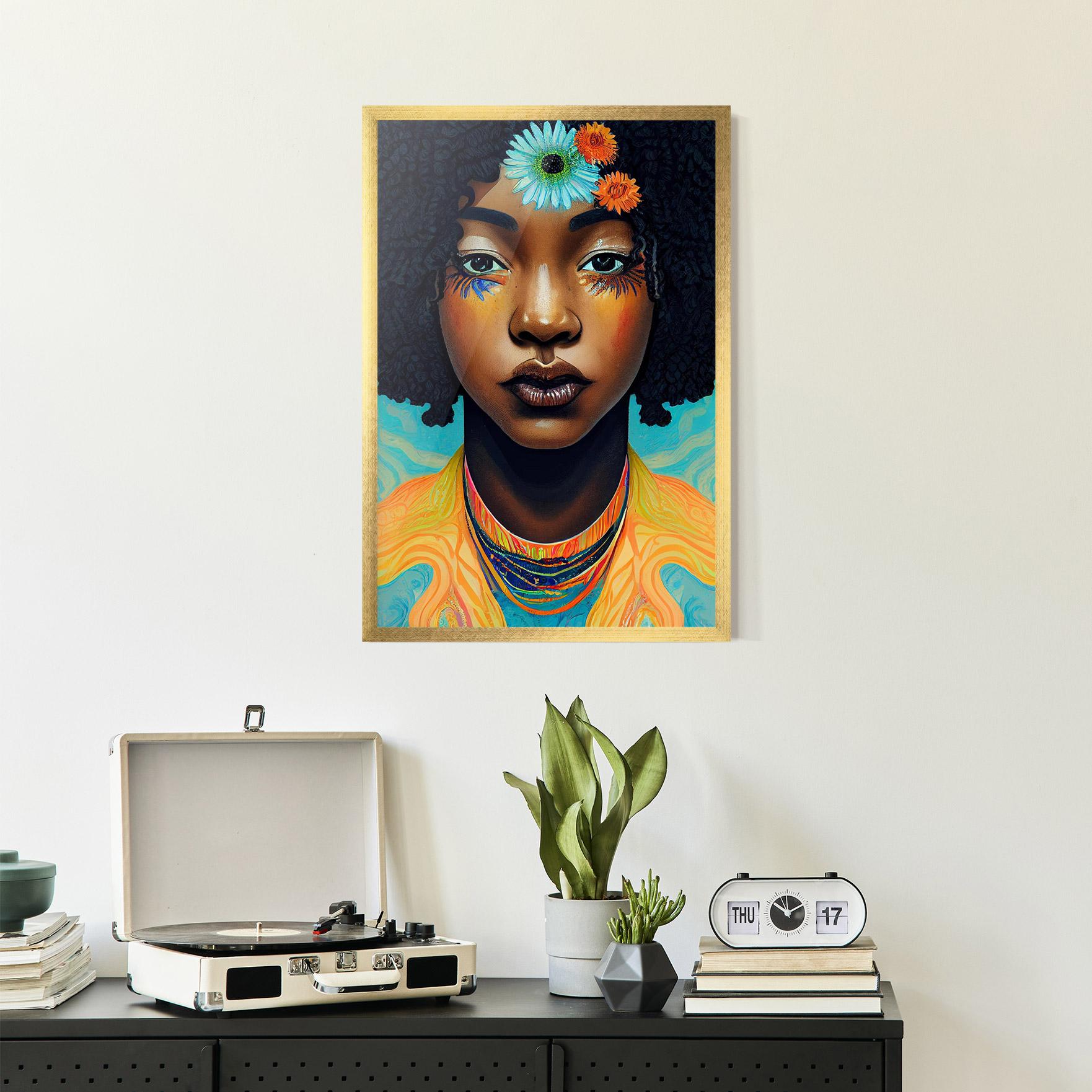 Poster Înrămat Portrait With Flowers mockup 2