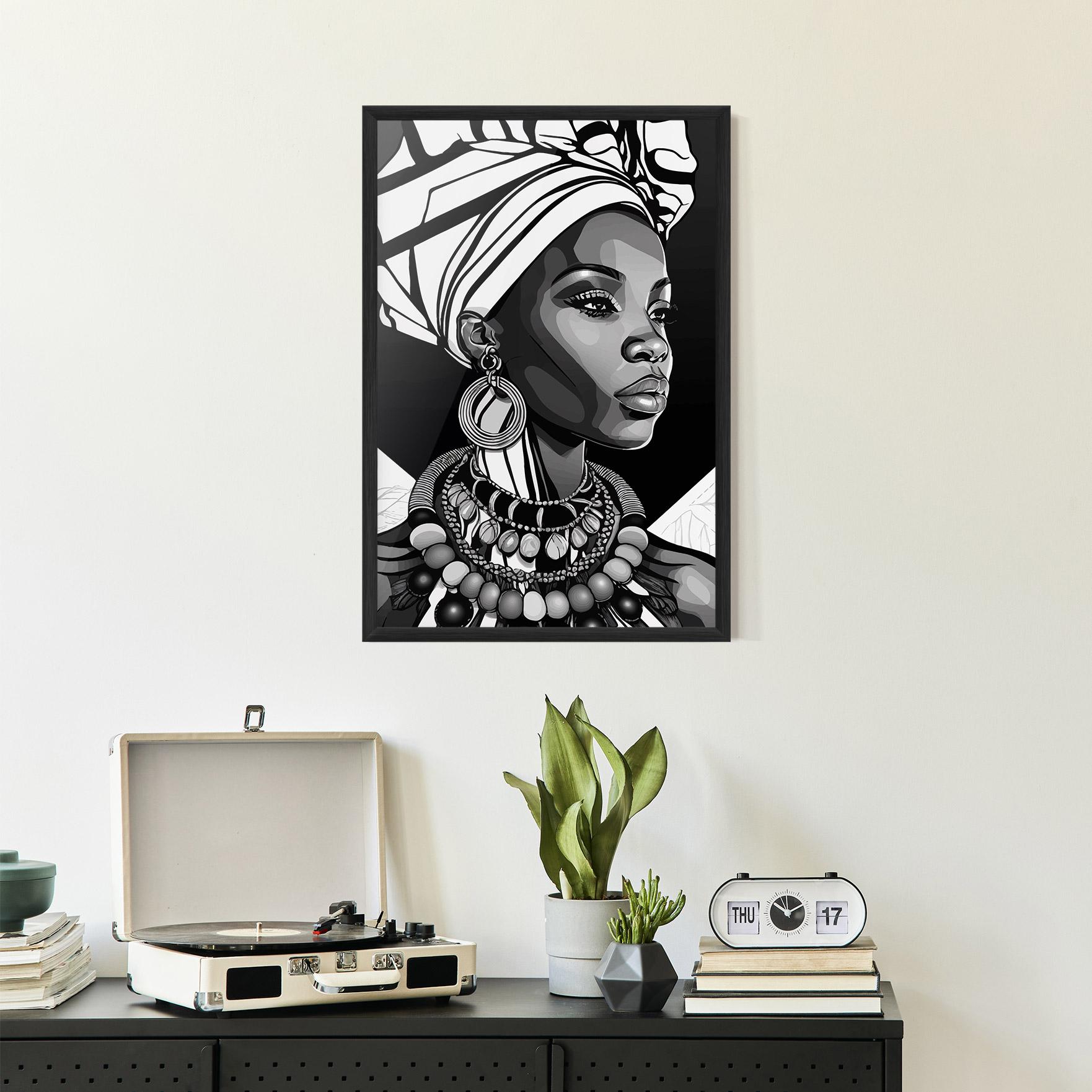 Poster Înrămat Black White African mockup 2