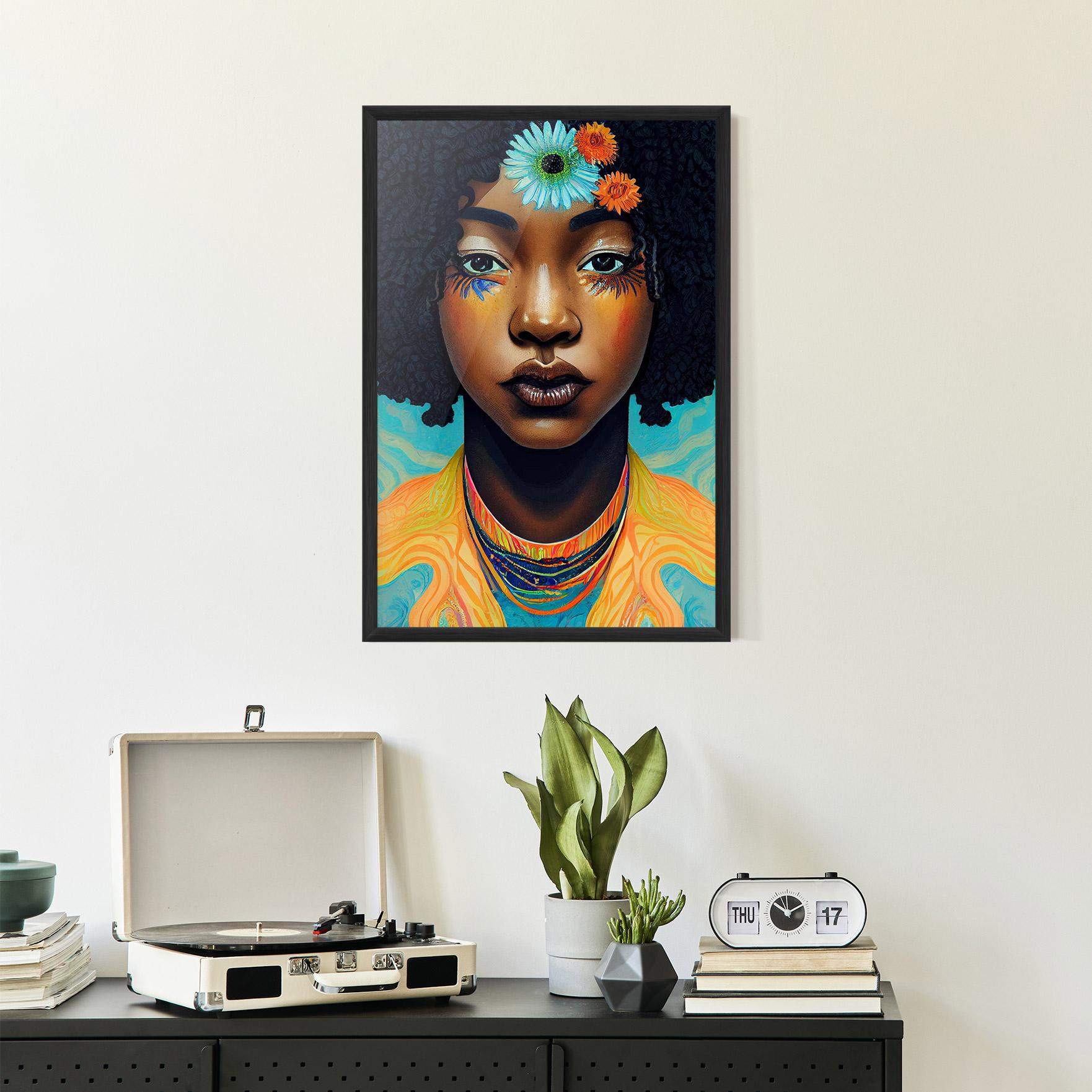 Poster Înrămat Portrait With Flowers mockup 2