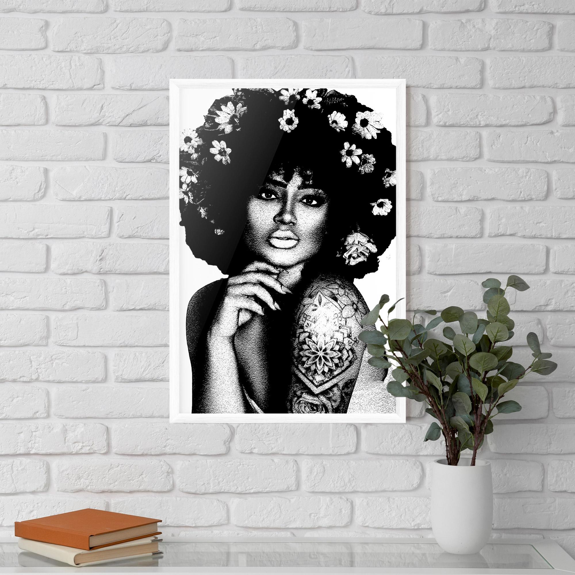 Poster Înrămat Flower African Woman mockup 5