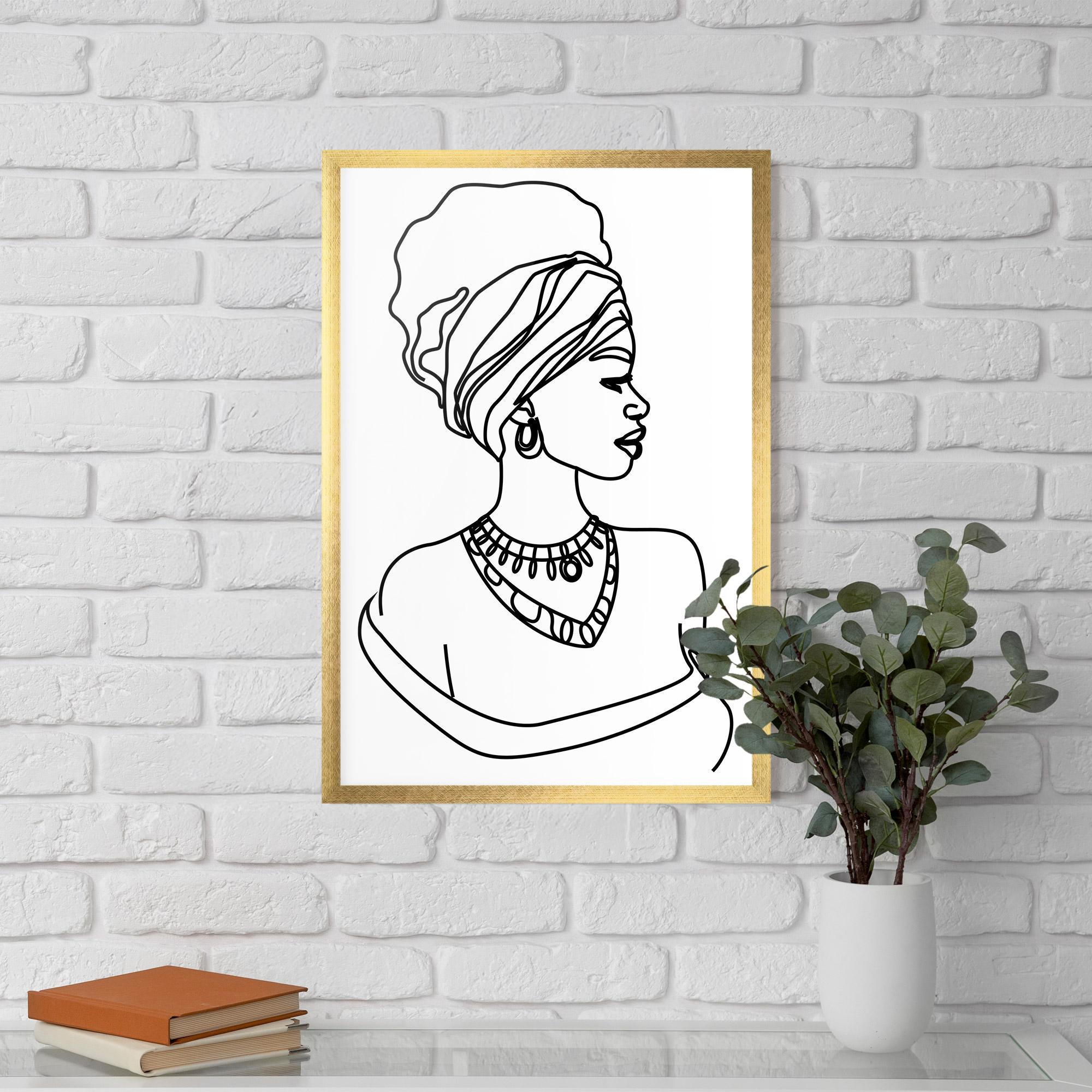 Poster Înrămat Black Line African mockup 5