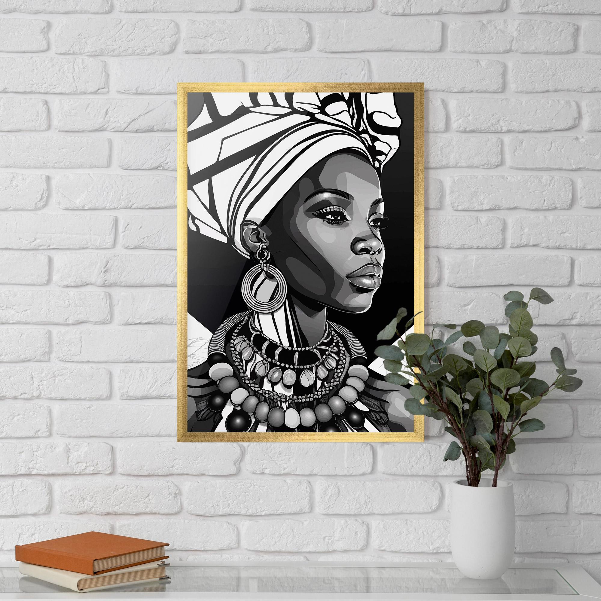 Poster Înrămat Black White African mockup 5