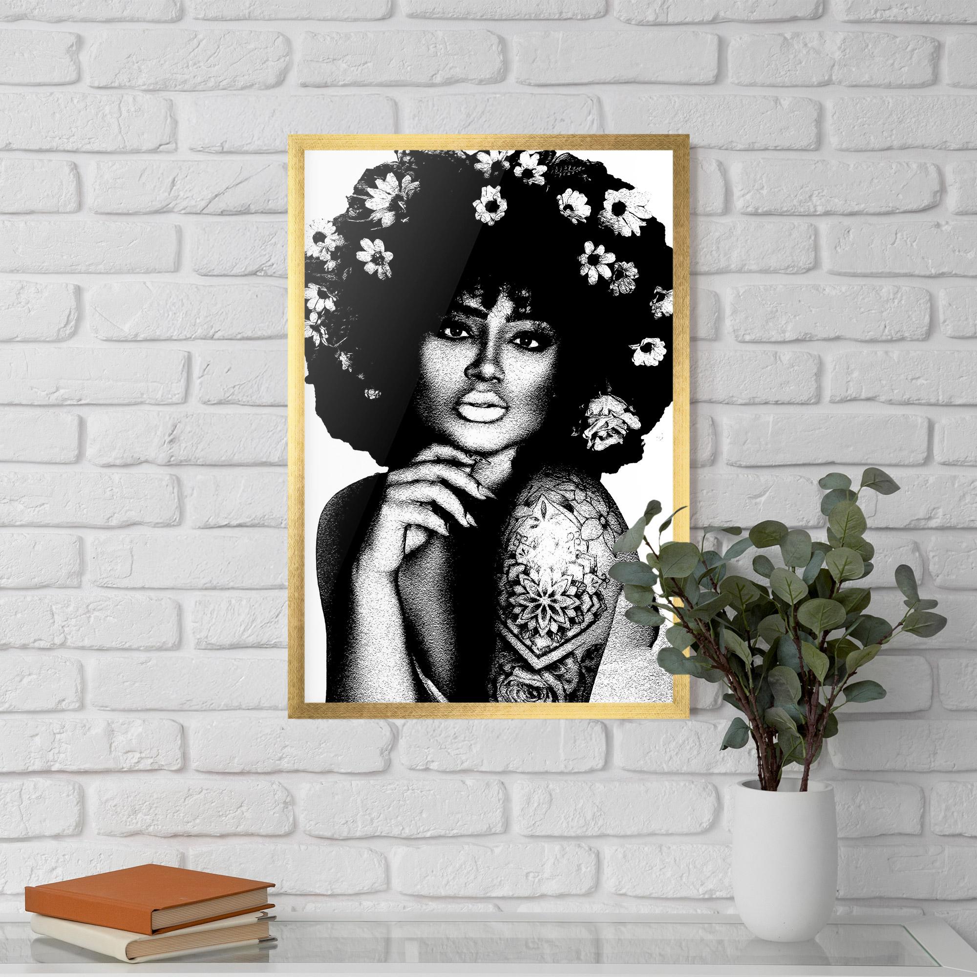 Poster Înrămat Flower African Woman mockup 5