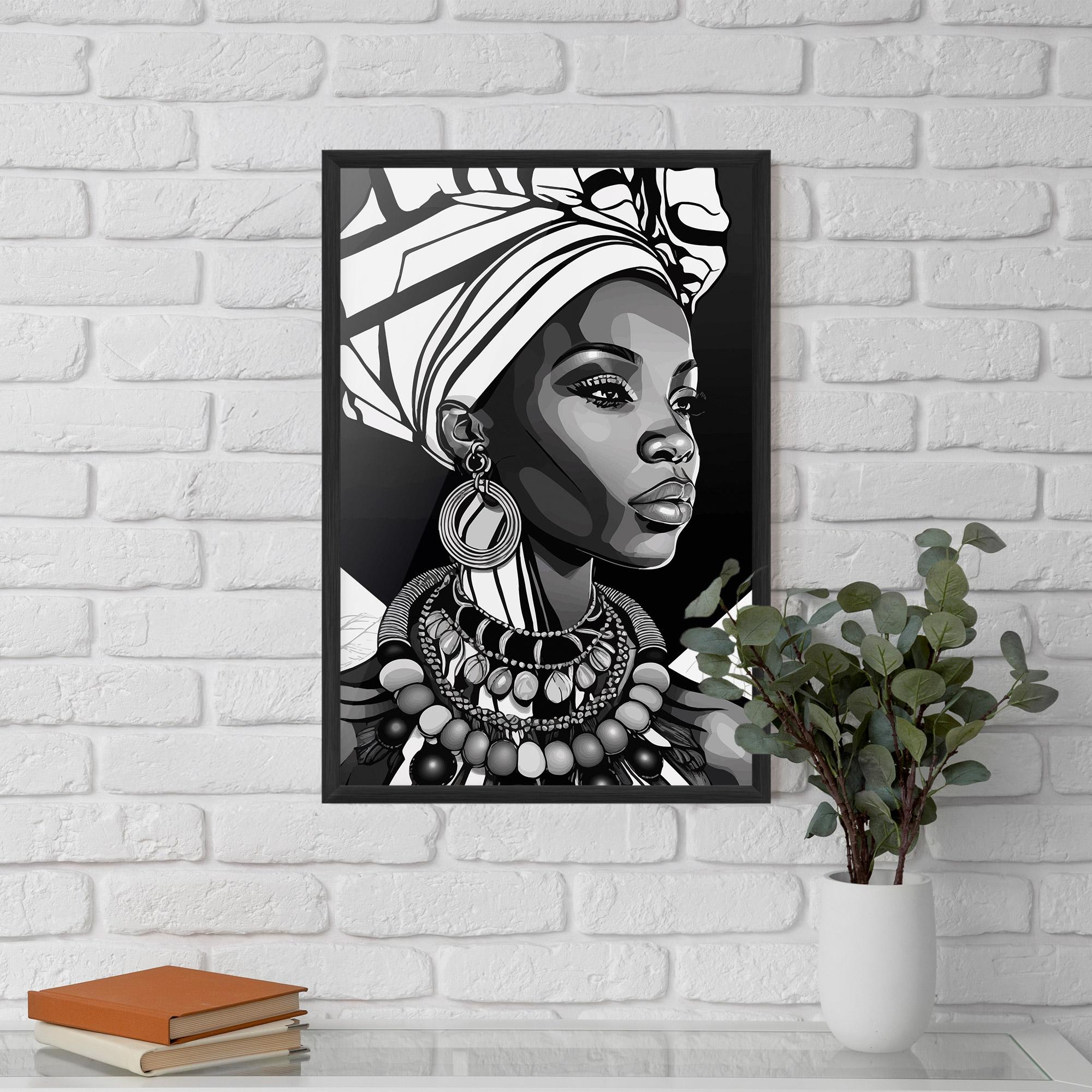 Poster Înrămat Black White African mockup 5