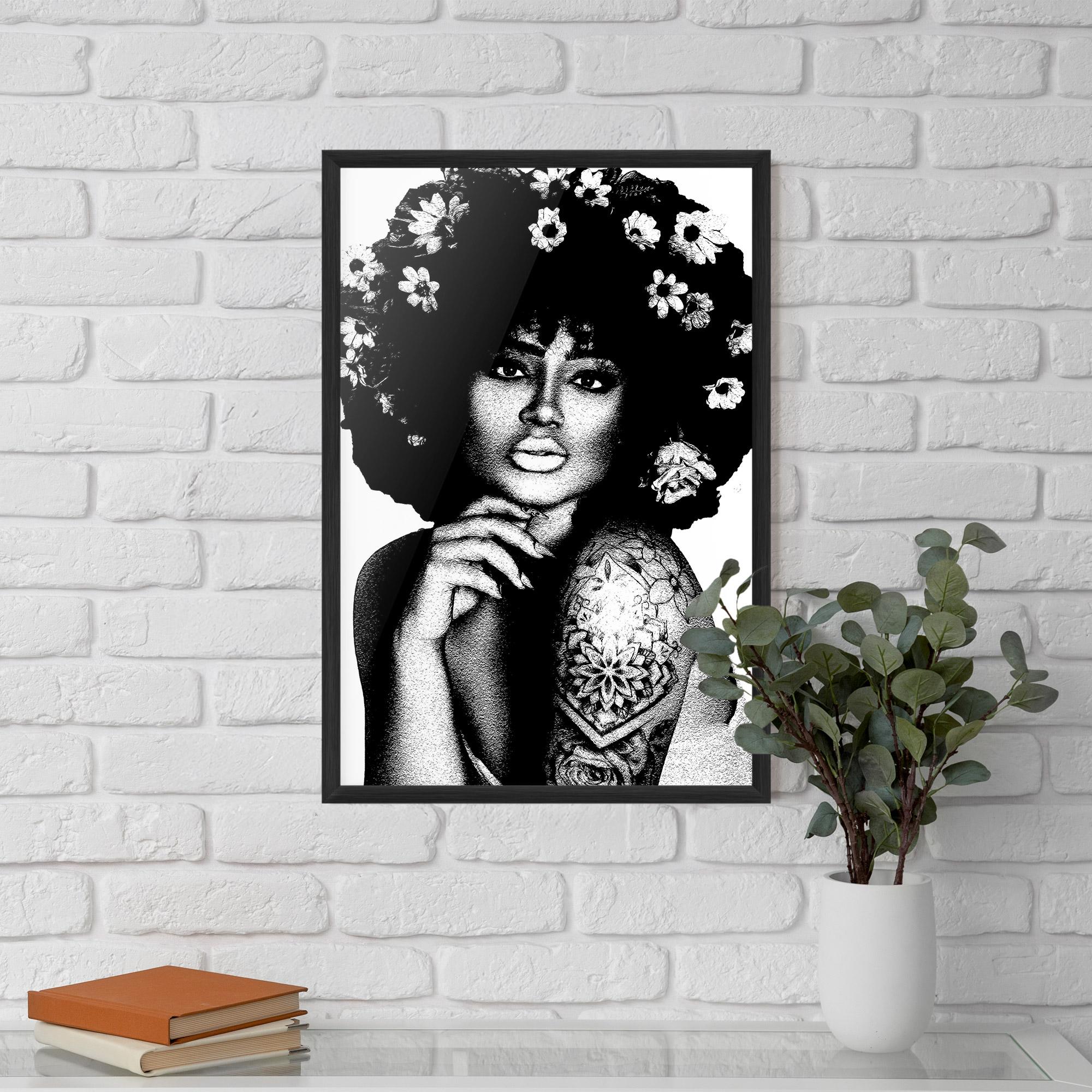 Poster Înrămat Flower African Woman mockup 5